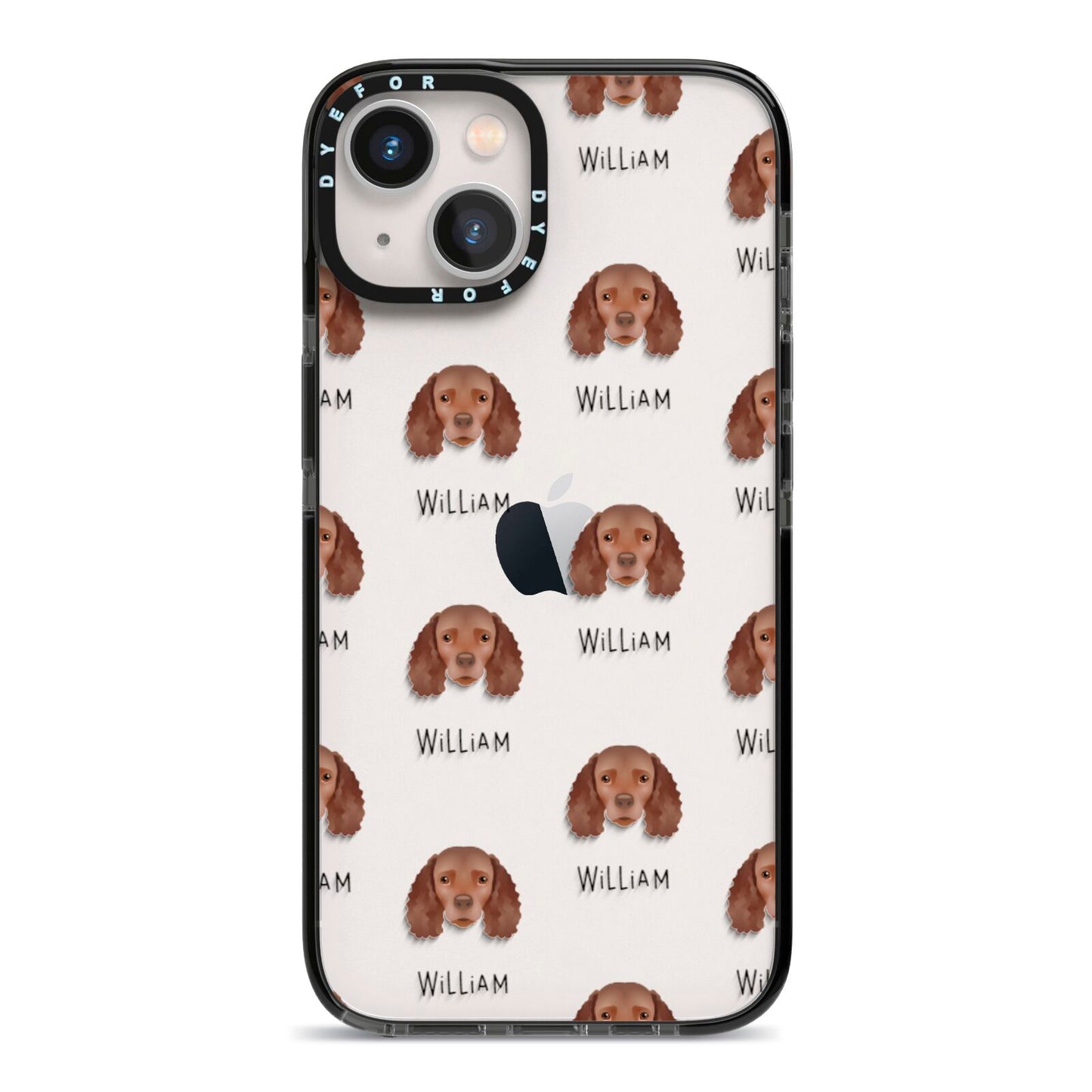 American Water Spaniel Icon with Name iPhone 13 Black Impact Case on Silver phone