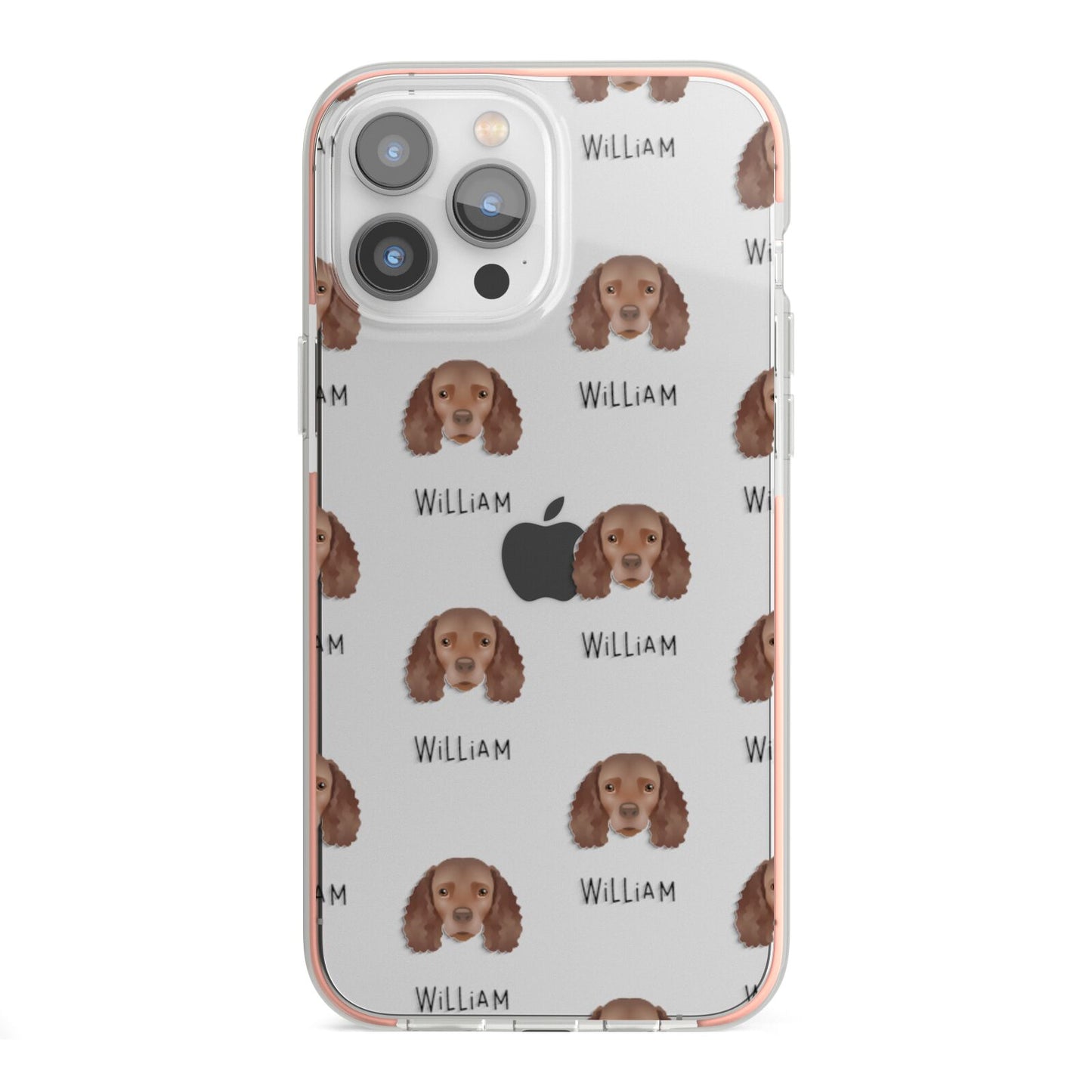 American Water Spaniel Icon with Name iPhone 13 Pro Max TPU Impact Case with Pink Edges