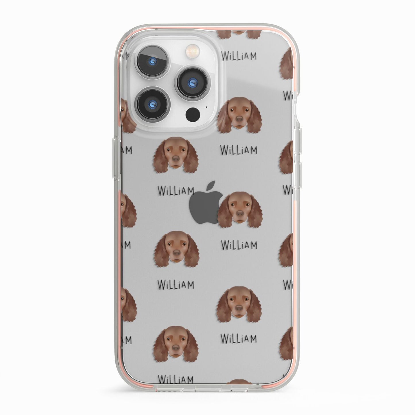 American Water Spaniel Icon with Name iPhone 13 Pro TPU Impact Case with Pink Edges