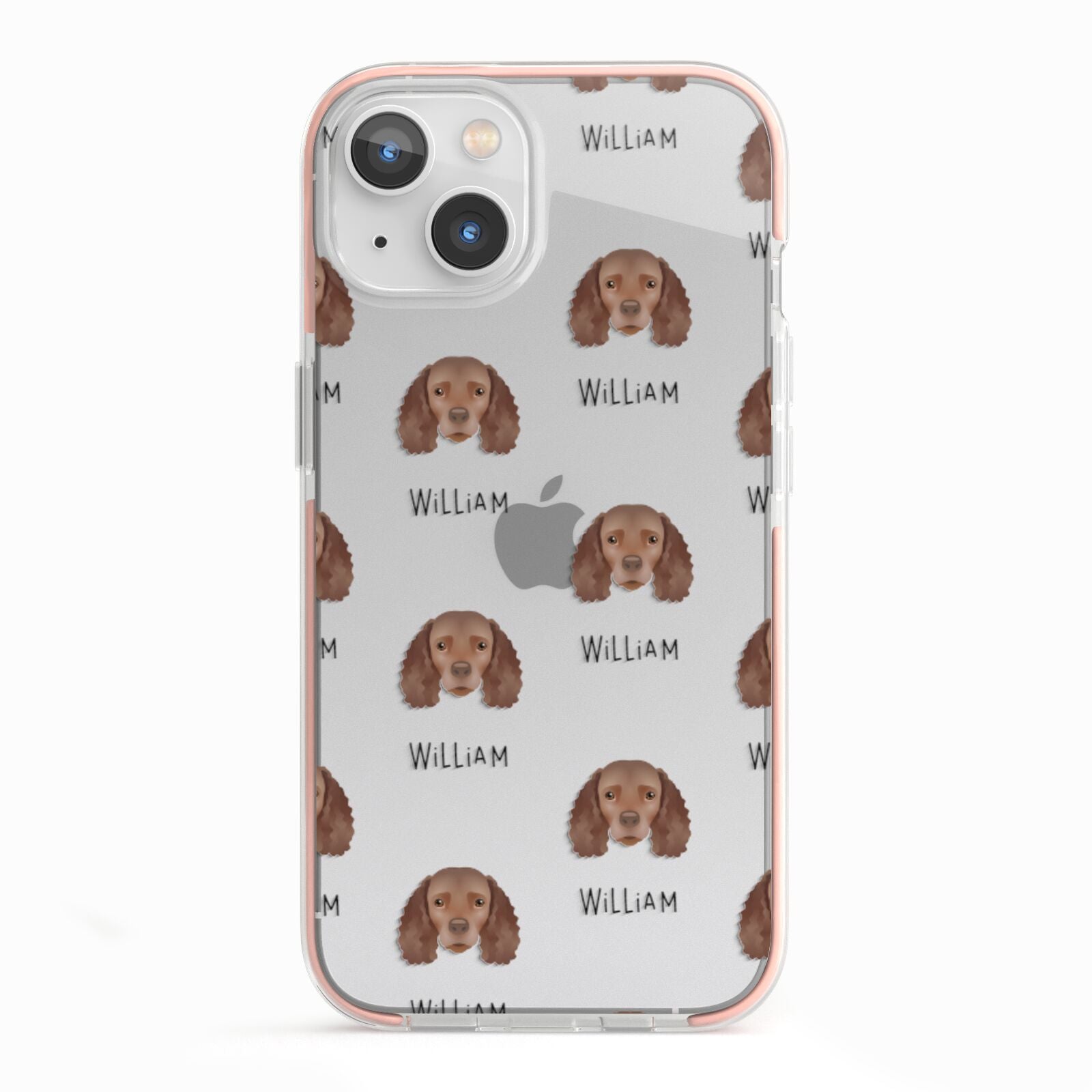 American Water Spaniel Icon with Name iPhone 13 TPU Impact Case with Pink Edges