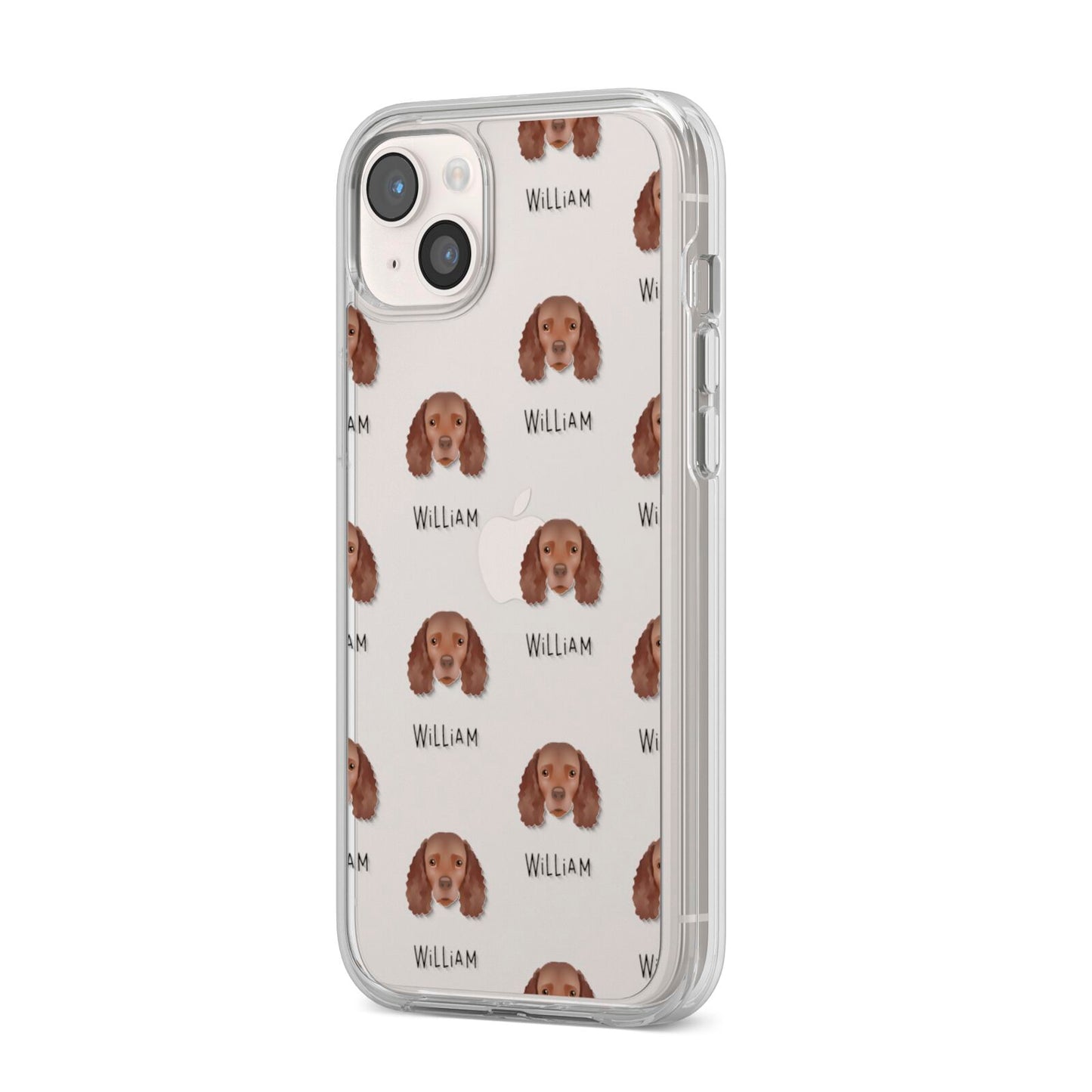 American Water Spaniel Icon with Name iPhone 14 Plus Clear Tough Case Starlight Angled Image