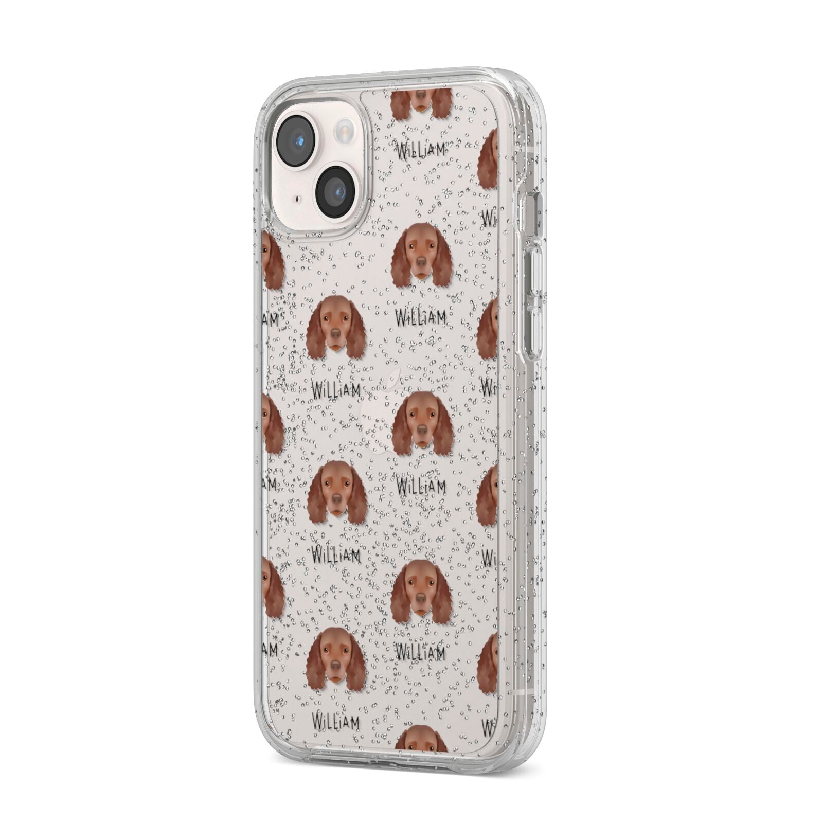 American Water Spaniel Icon with Name iPhone 14 Plus Glitter Tough Case Starlight Angled Image
