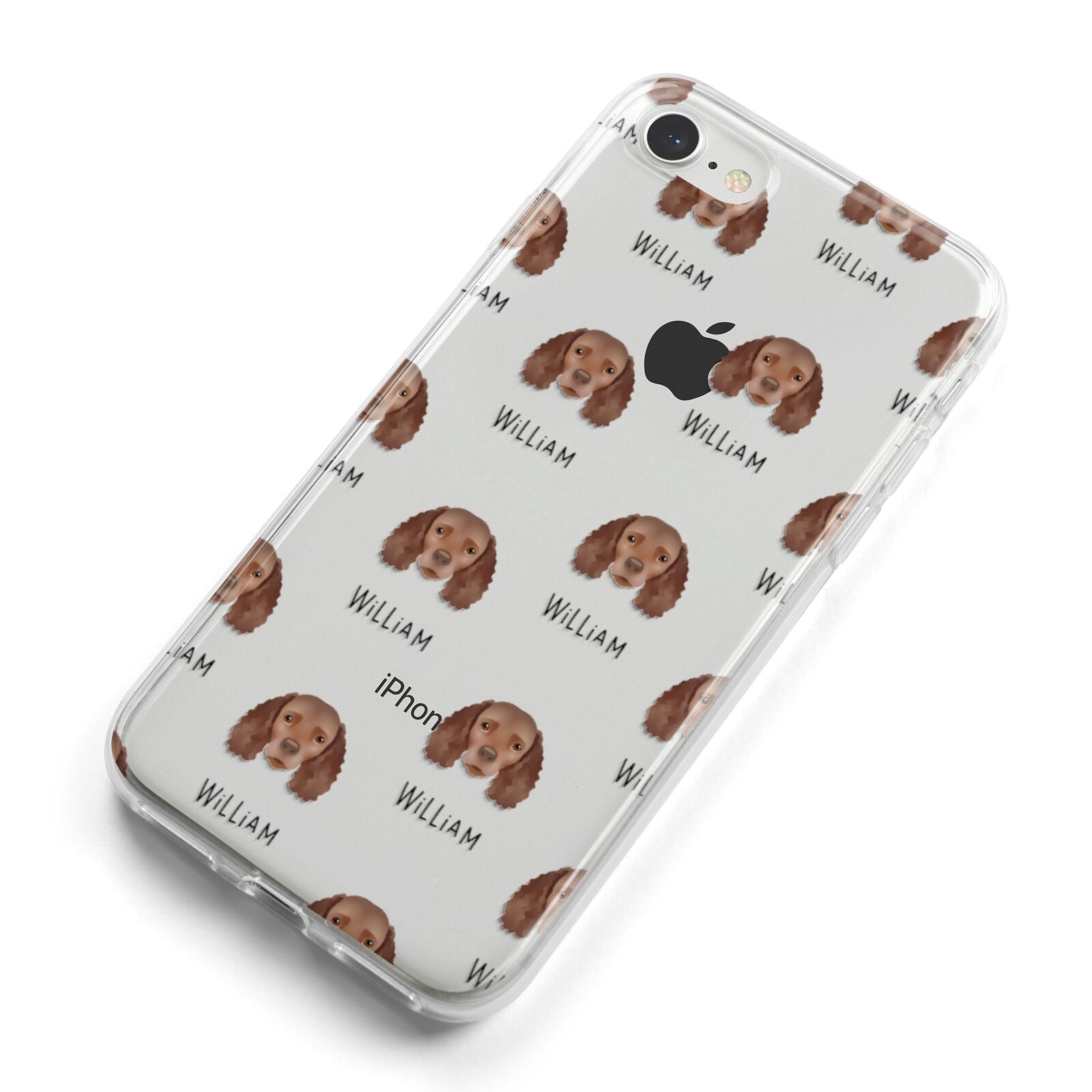 American Water Spaniel Icon with Name iPhone 8 Bumper Case on Silver iPhone Alternative Image