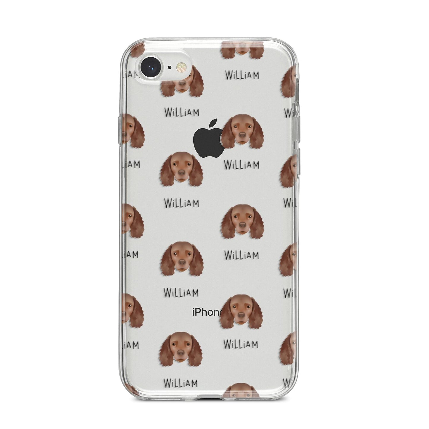 American Water Spaniel Icon with Name iPhone 8 Bumper Case on Silver iPhone