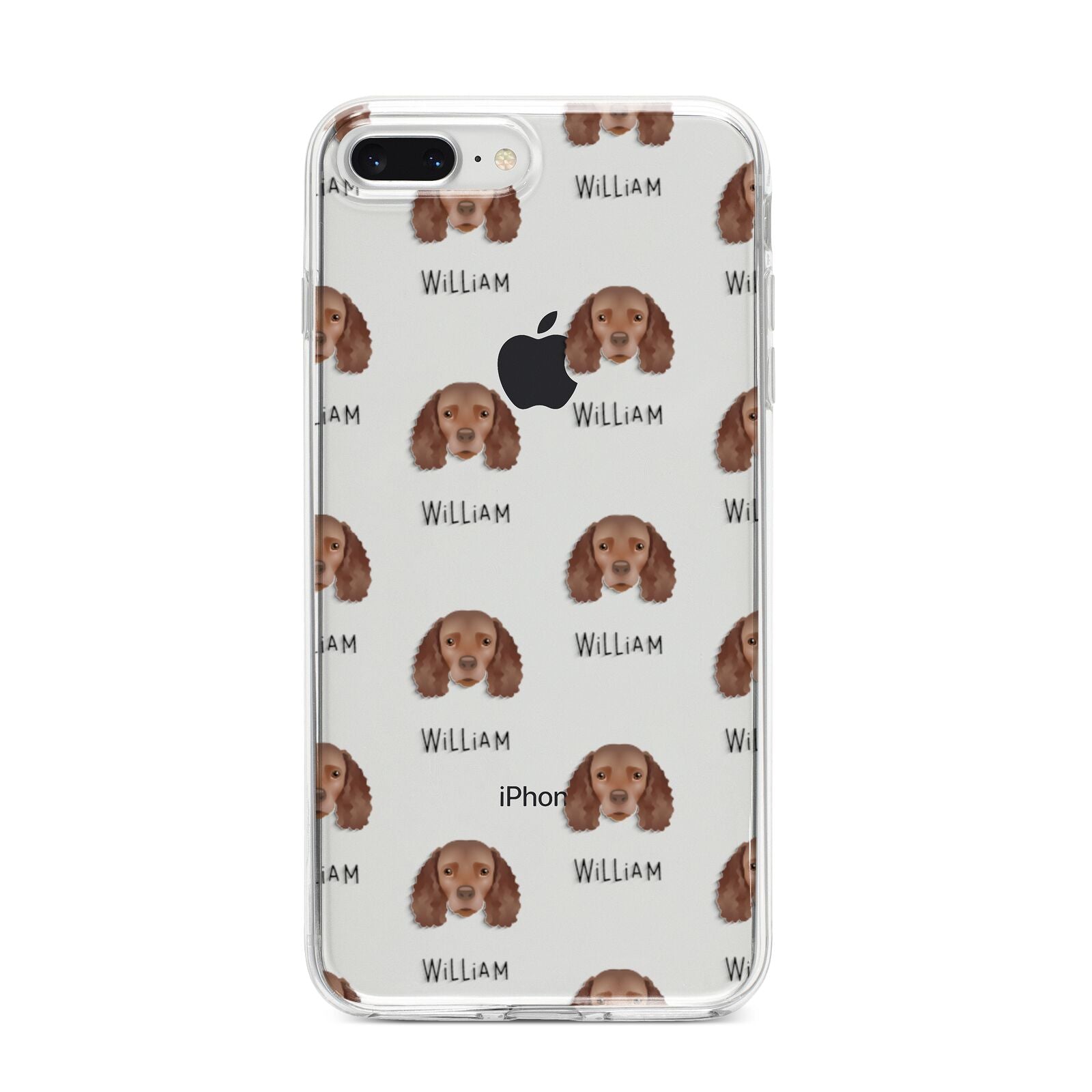 American Water Spaniel Icon with Name iPhone 8 Plus Bumper Case on Silver iPhone