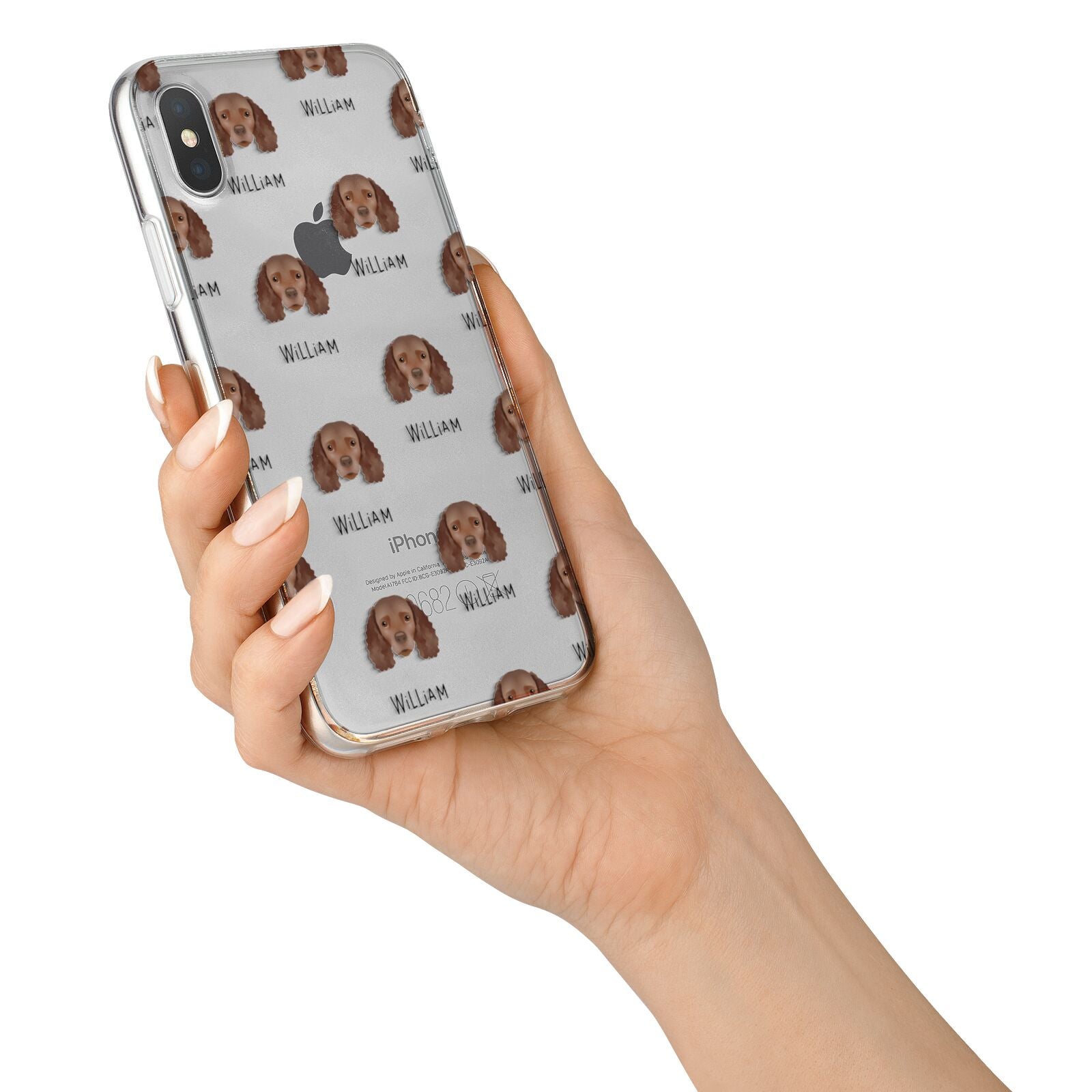 American Water Spaniel Icon with Name iPhone X Bumper Case on Silver iPhone Alternative Image 2