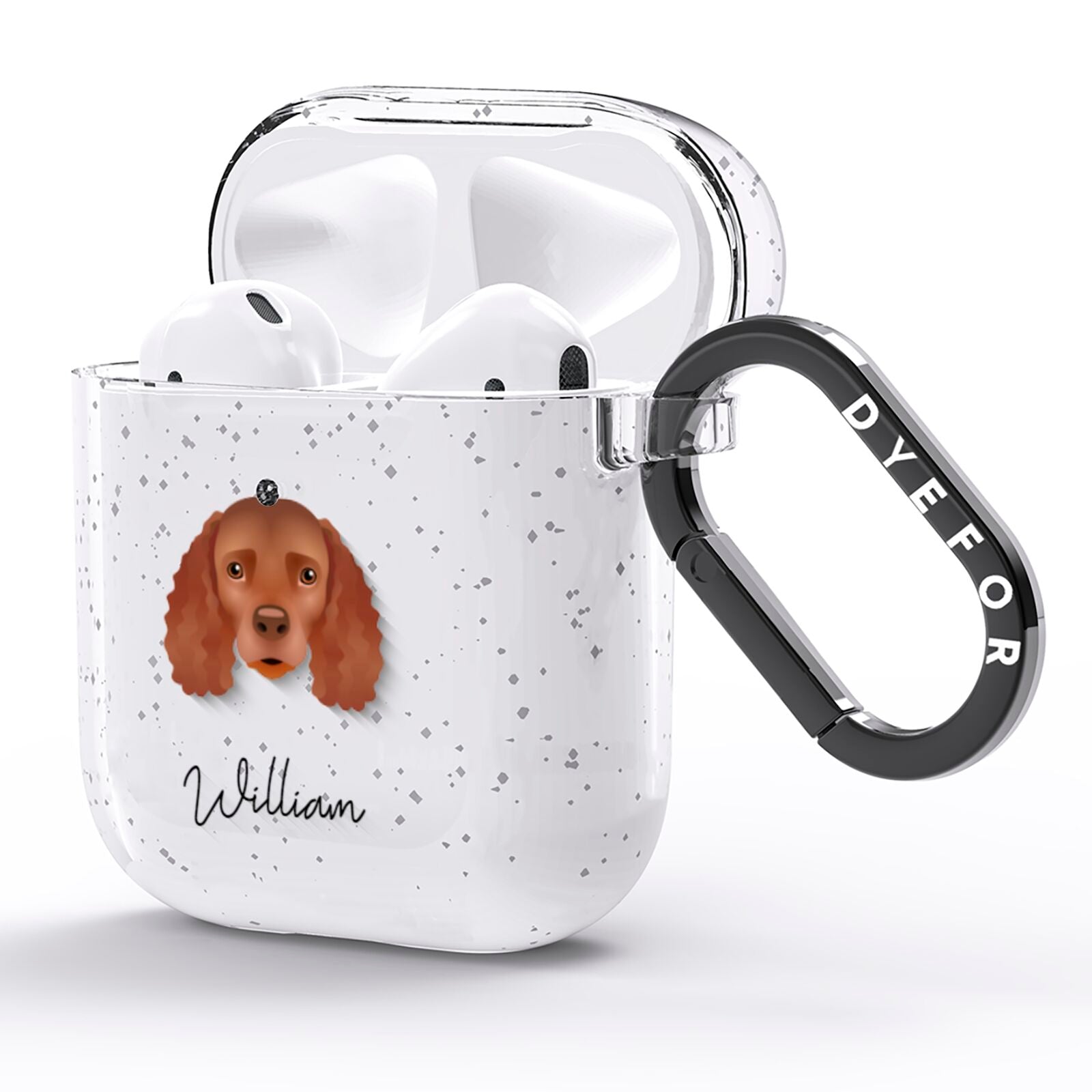 American Water Spaniel Personalised AirPods Glitter Case Side Image