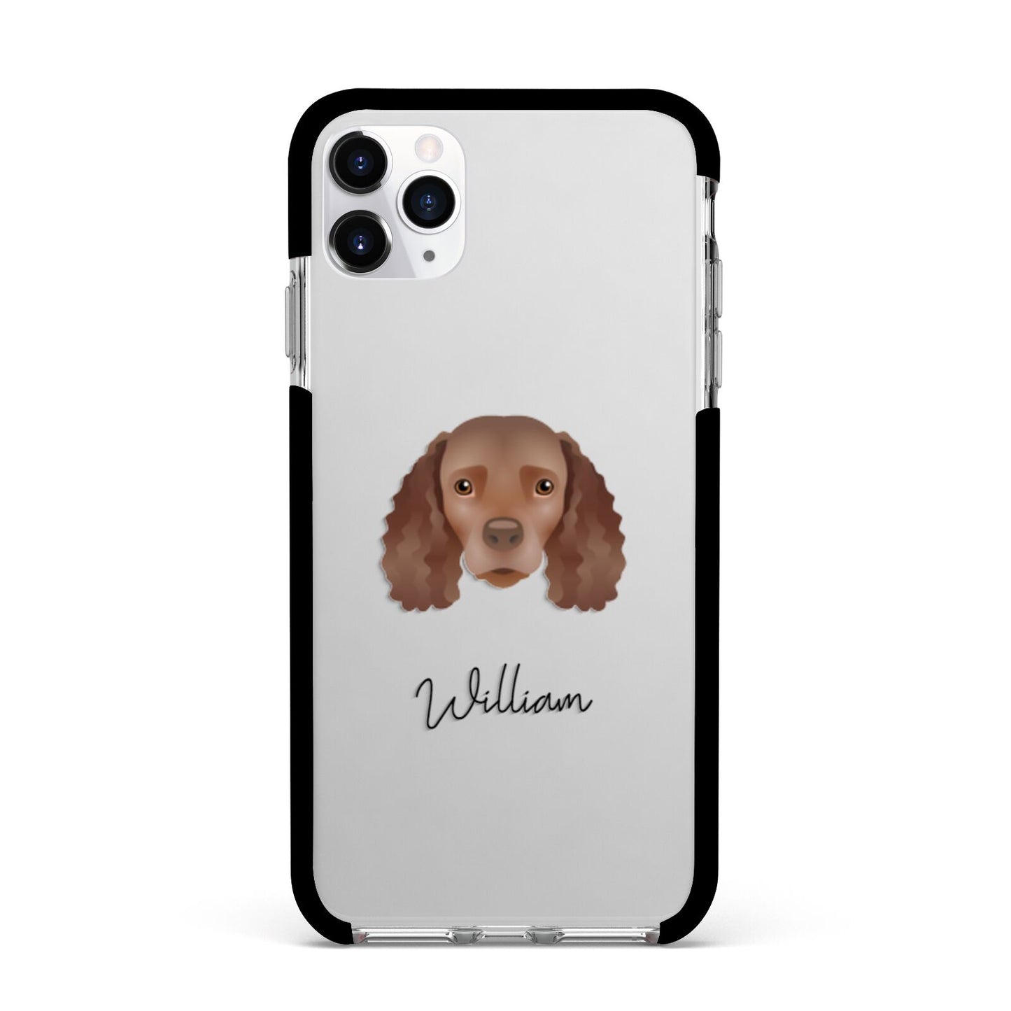 American Water Spaniel Personalised Apple iPhone 11 Pro Max in Silver with Black Impact Case