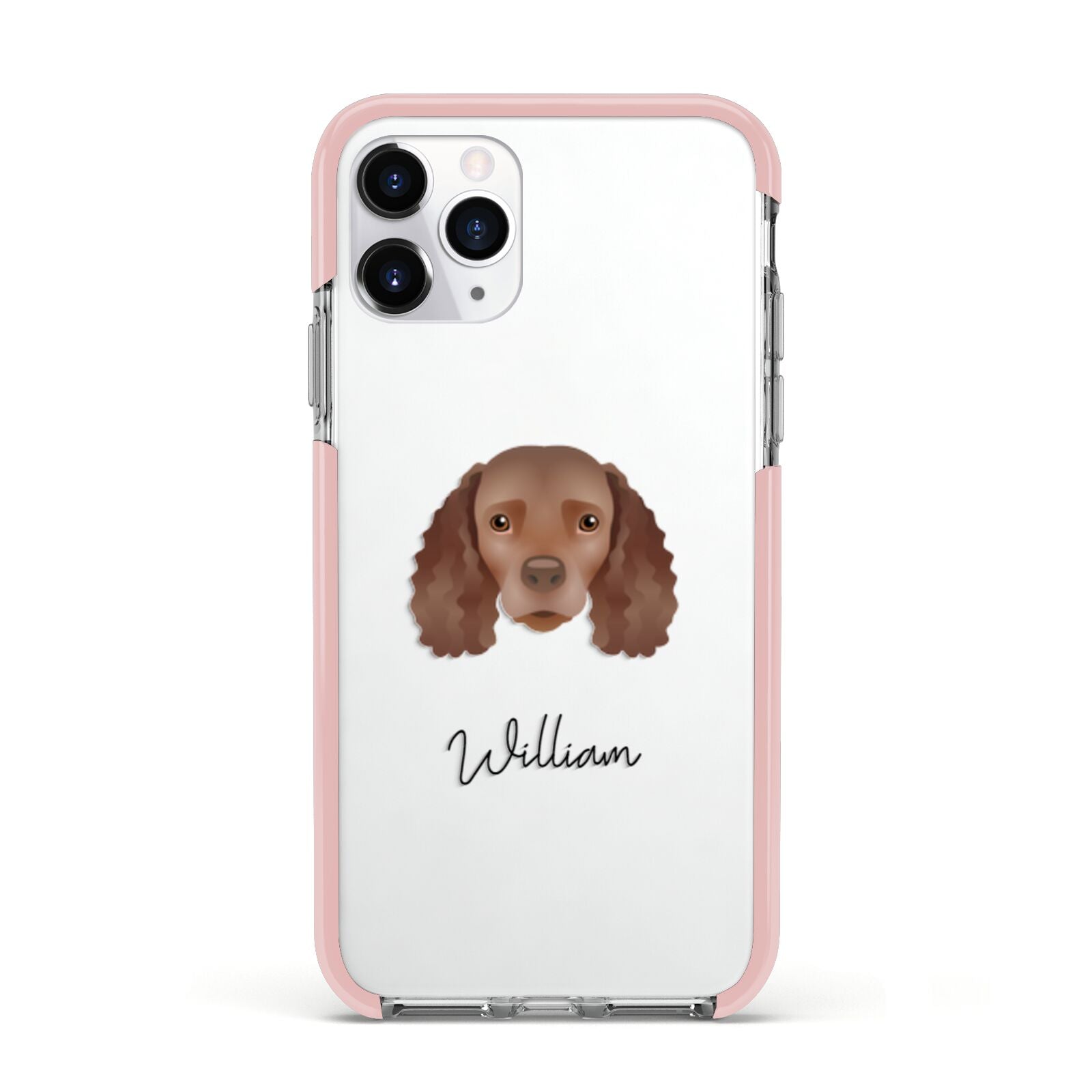 American Water Spaniel Personalised Apple iPhone 11 Pro in Silver with Pink Impact Case