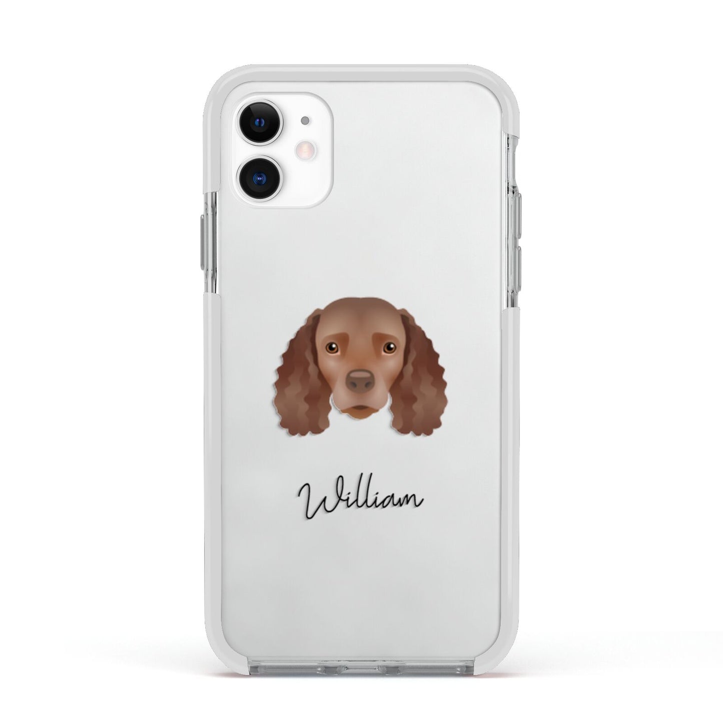 American Water Spaniel Personalised Apple iPhone 11 in White with White Impact Case