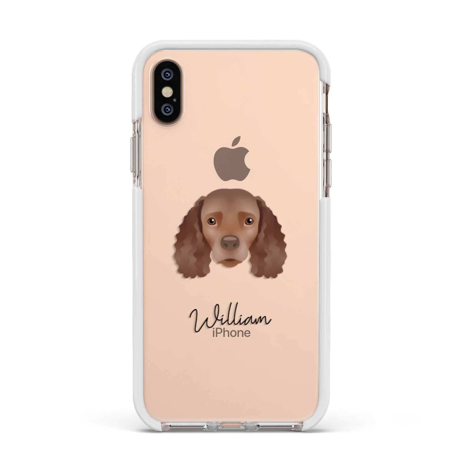 American Water Spaniel Personalised Apple iPhone Xs Impact Case White Edge on Gold Phone