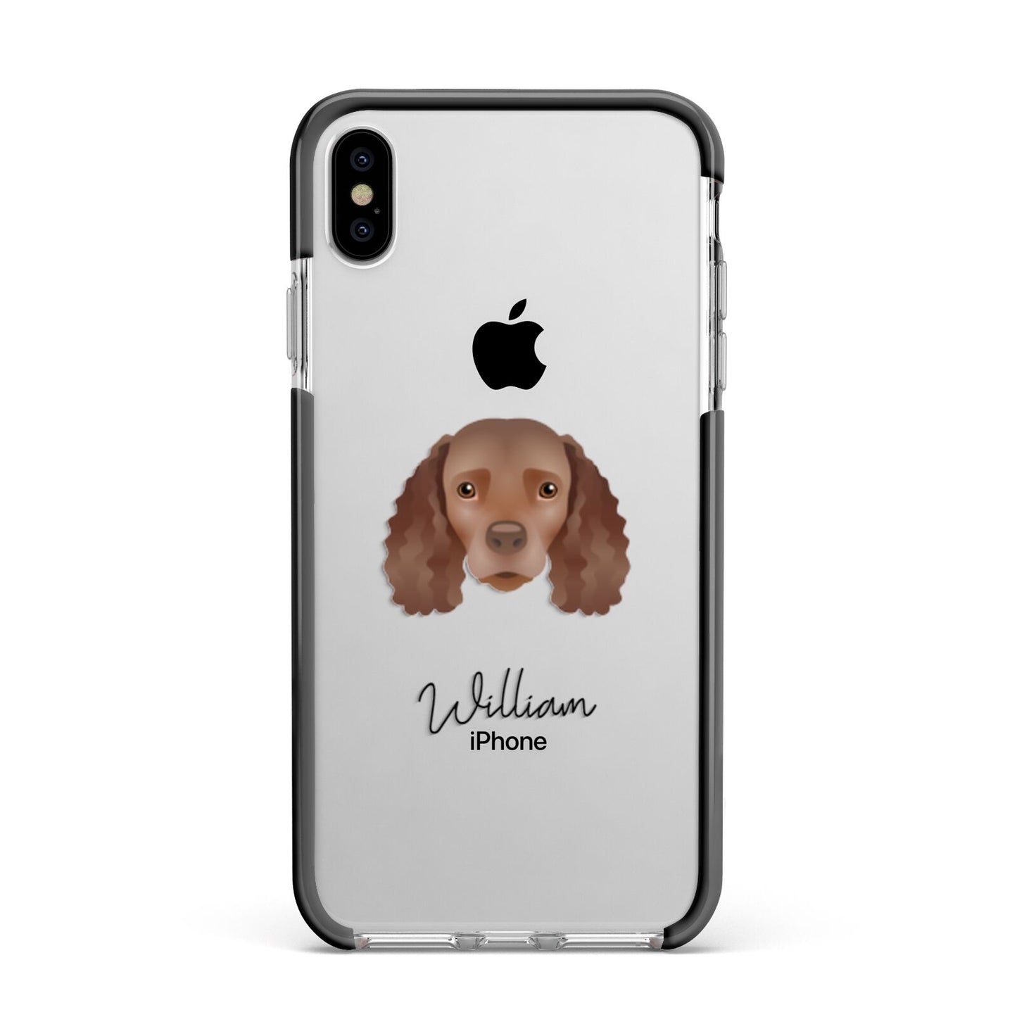 American Water Spaniel Personalised Apple iPhone Xs Max Impact Case Black Edge on Silver Phone