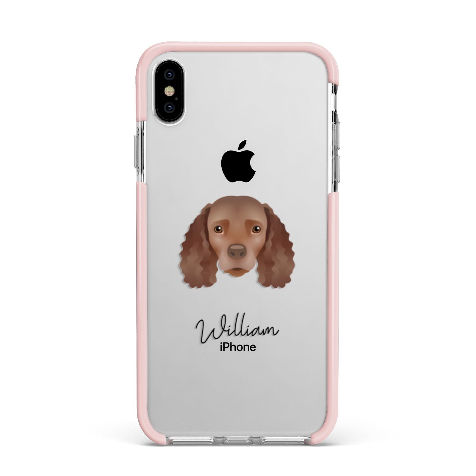 American Water Spaniel Personalised Apple iPhone Xs Max Impact Case Pink Edge on Silver Phone
