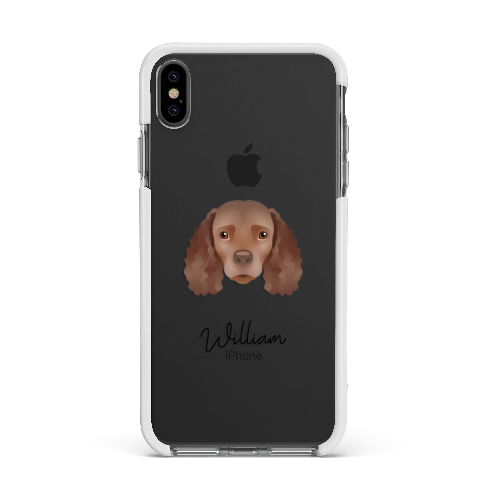 American Water Spaniel Personalised Apple iPhone Xs Max Impact Case White Edge on Black Phone
