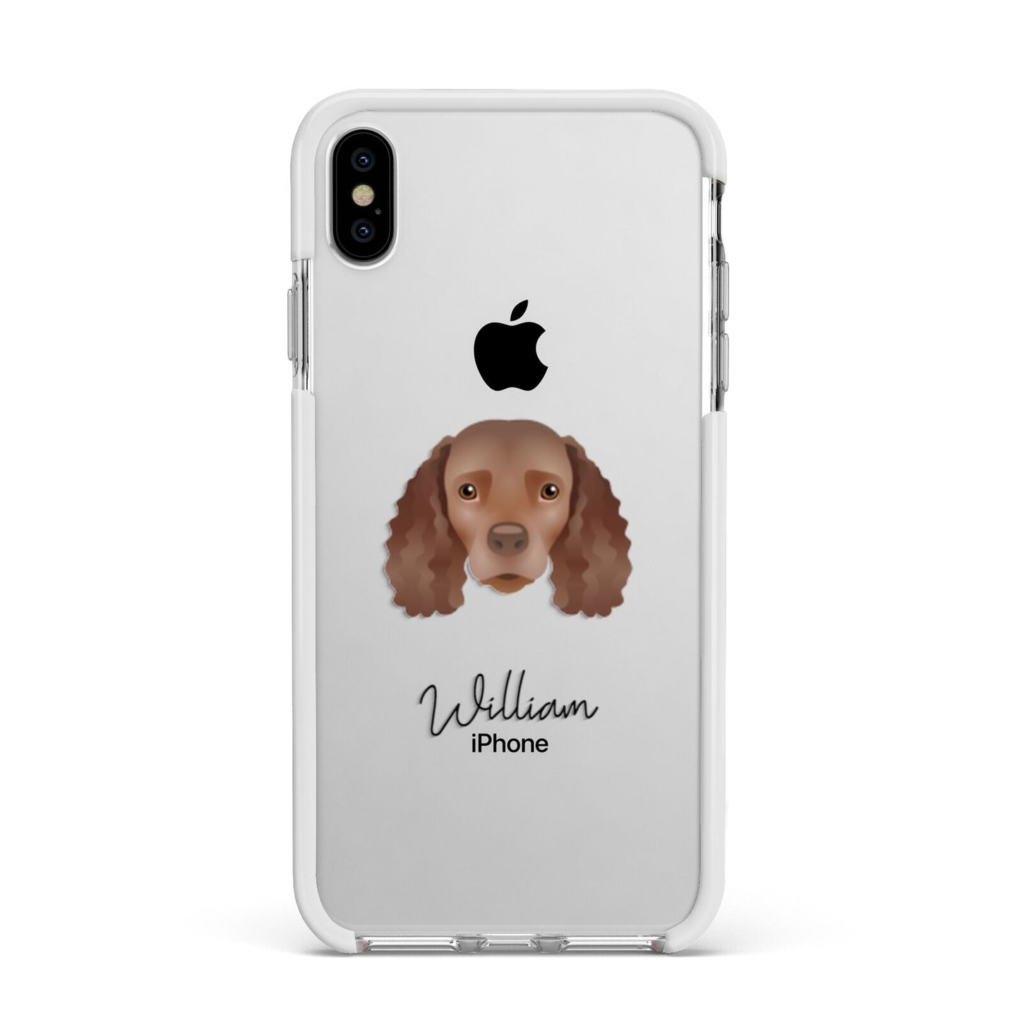American Water Spaniel Personalised Apple iPhone Xs Max Impact Case White Edge on Silver Phone