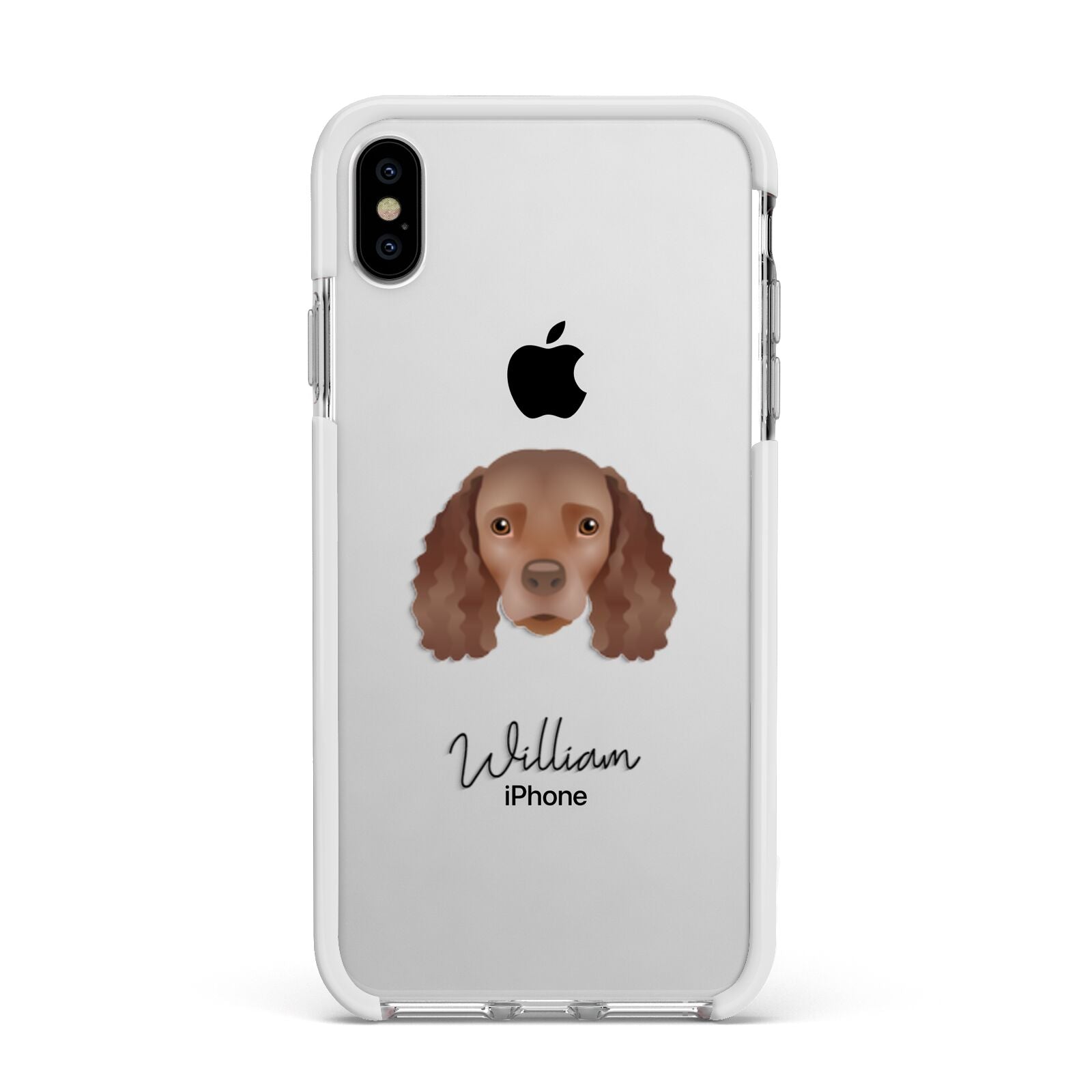 American Water Spaniel Personalised Apple iPhone Xs Max Impact Case White Edge on Silver Phone