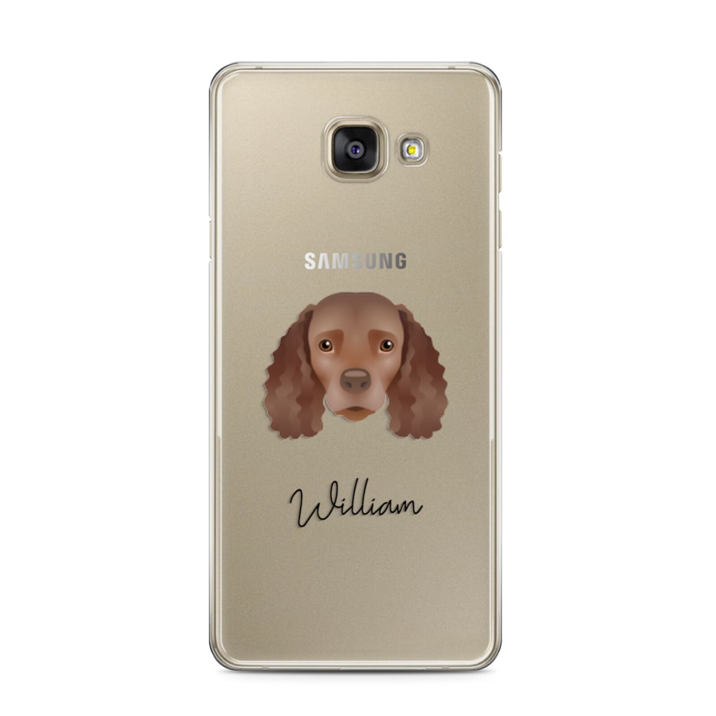 American Water Spaniel Personalised Samsung Galaxy A3 2016 Case on gold phone
