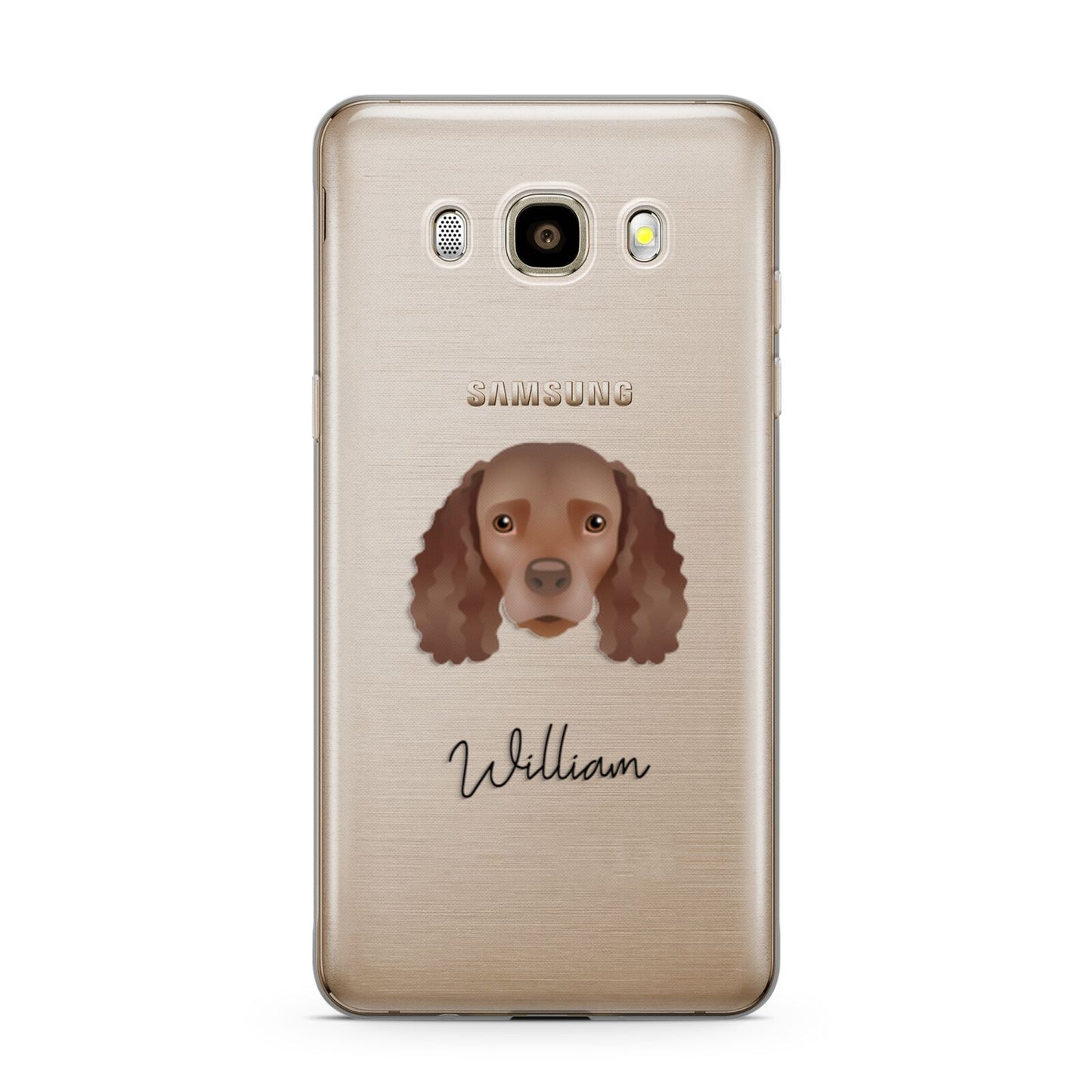 American Water Spaniel Personalised Samsung Galaxy J7 2016 Case on gold phone