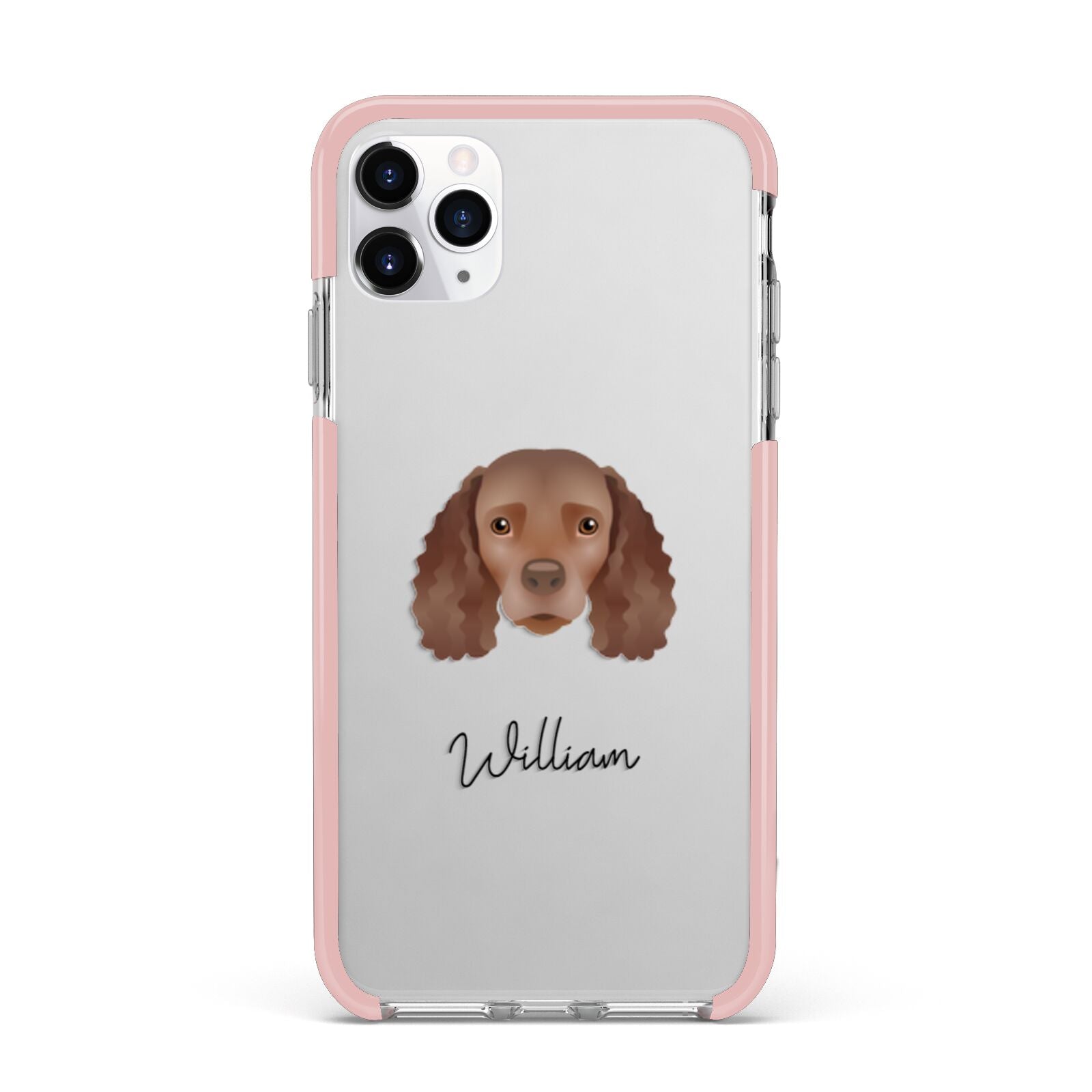 American Water Spaniel Personalised iPhone 11 Pro Max Impact Pink Edge Case