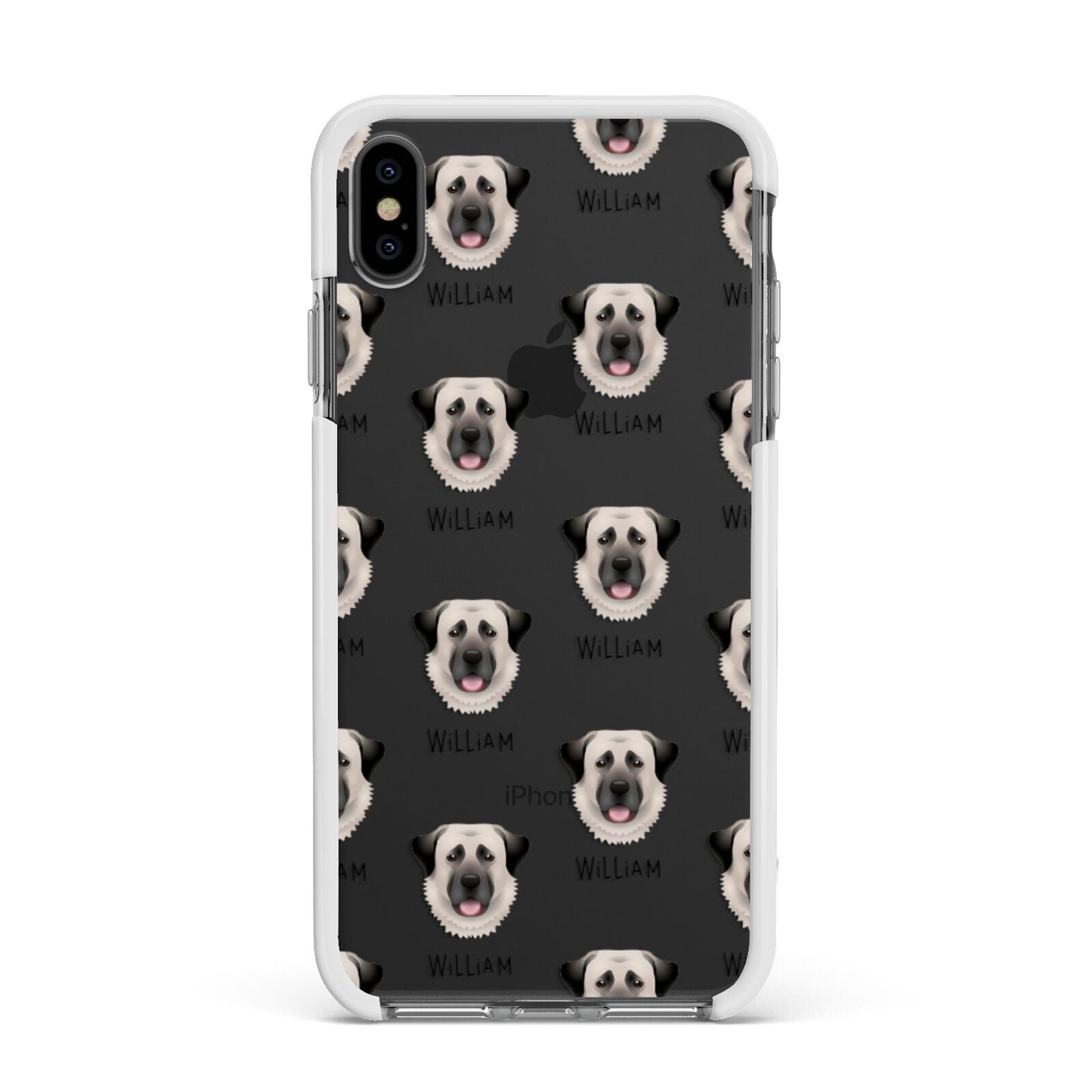 Anatolian Shepherd Dog Icon with Name Apple iPhone Xs Max Impact Case White Edge on Black Phone