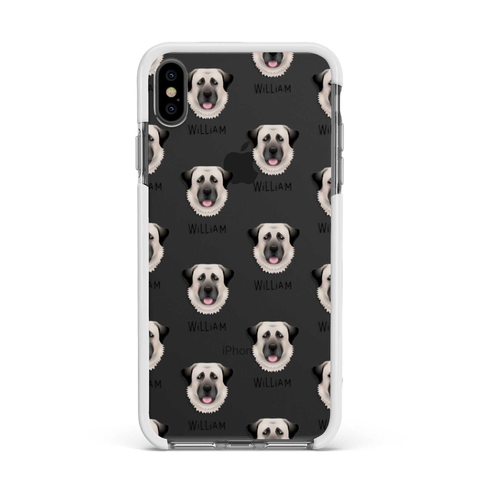 Anatolian Shepherd Dog Icon with Name Apple iPhone Xs Max Impact Case White Edge on Black Phone