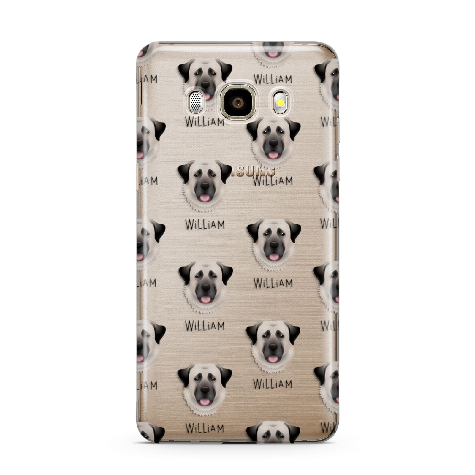 Anatolian Shepherd Dog Icon with Name Samsung Galaxy J7 2016 Case on gold phone