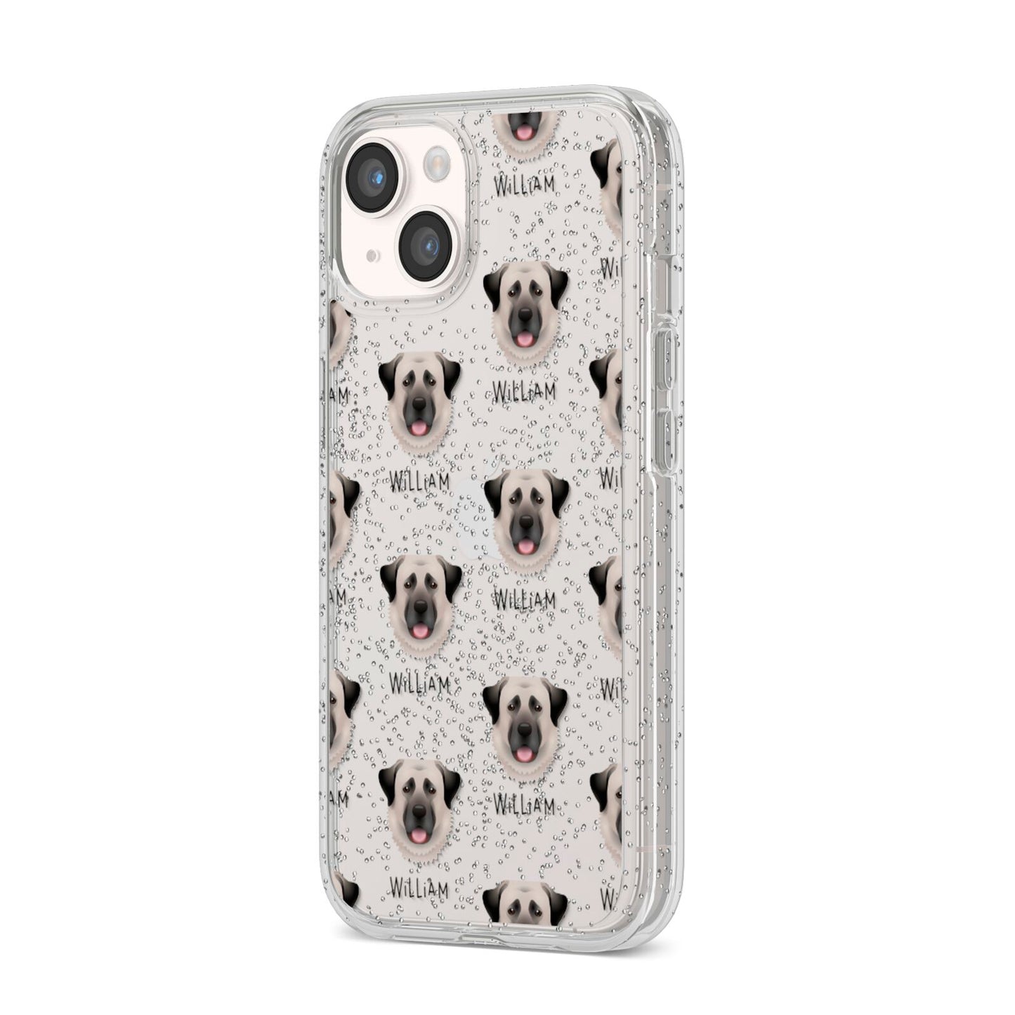 Anatolian Shepherd Dog Icon with Name iPhone 14 Glitter Tough Case Starlight Angled Image