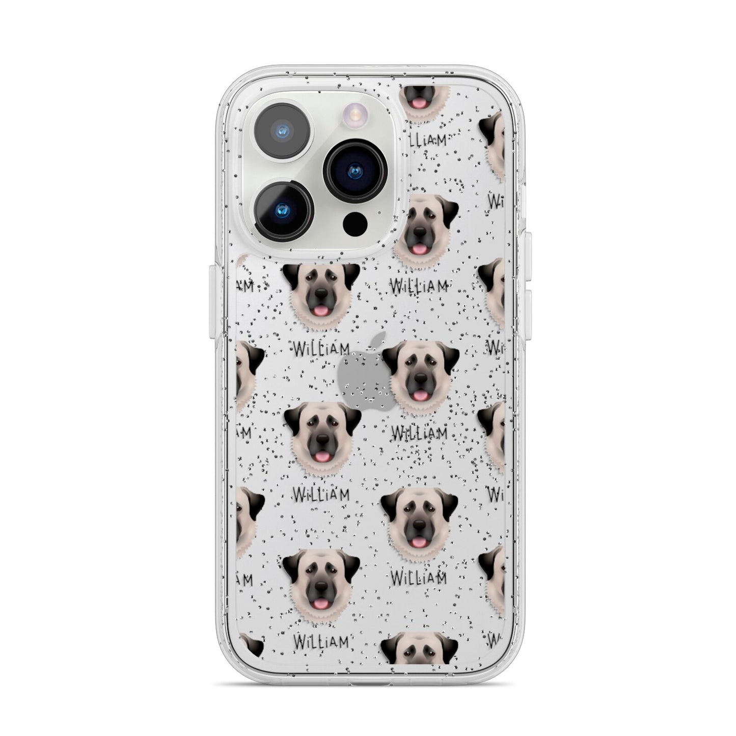 Anatolian Shepherd Dog Icon with Name iPhone 14 Pro Glitter Tough Case Silver