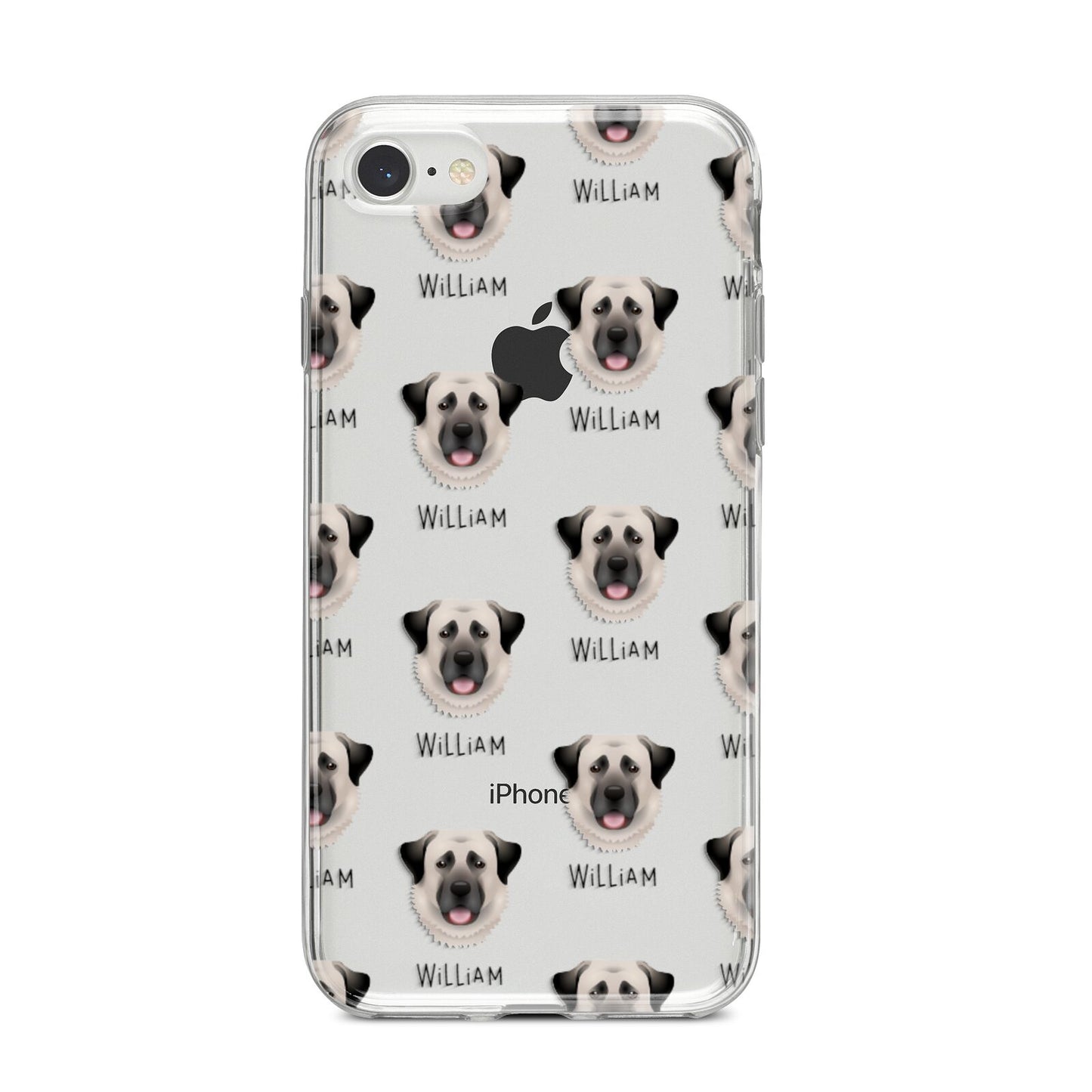 Anatolian Shepherd Dog Icon with Name iPhone 8 Bumper Case on Silver iPhone