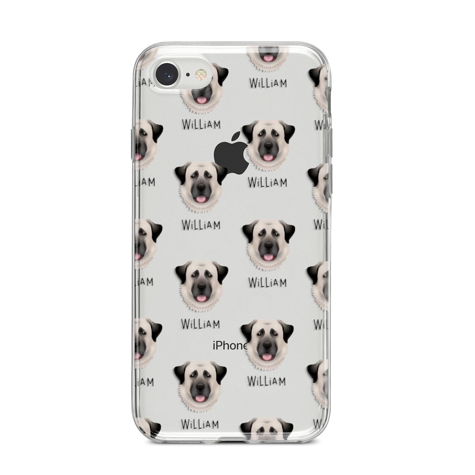 Anatolian Shepherd Dog Icon with Name iPhone 8 Bumper Case on Silver iPhone