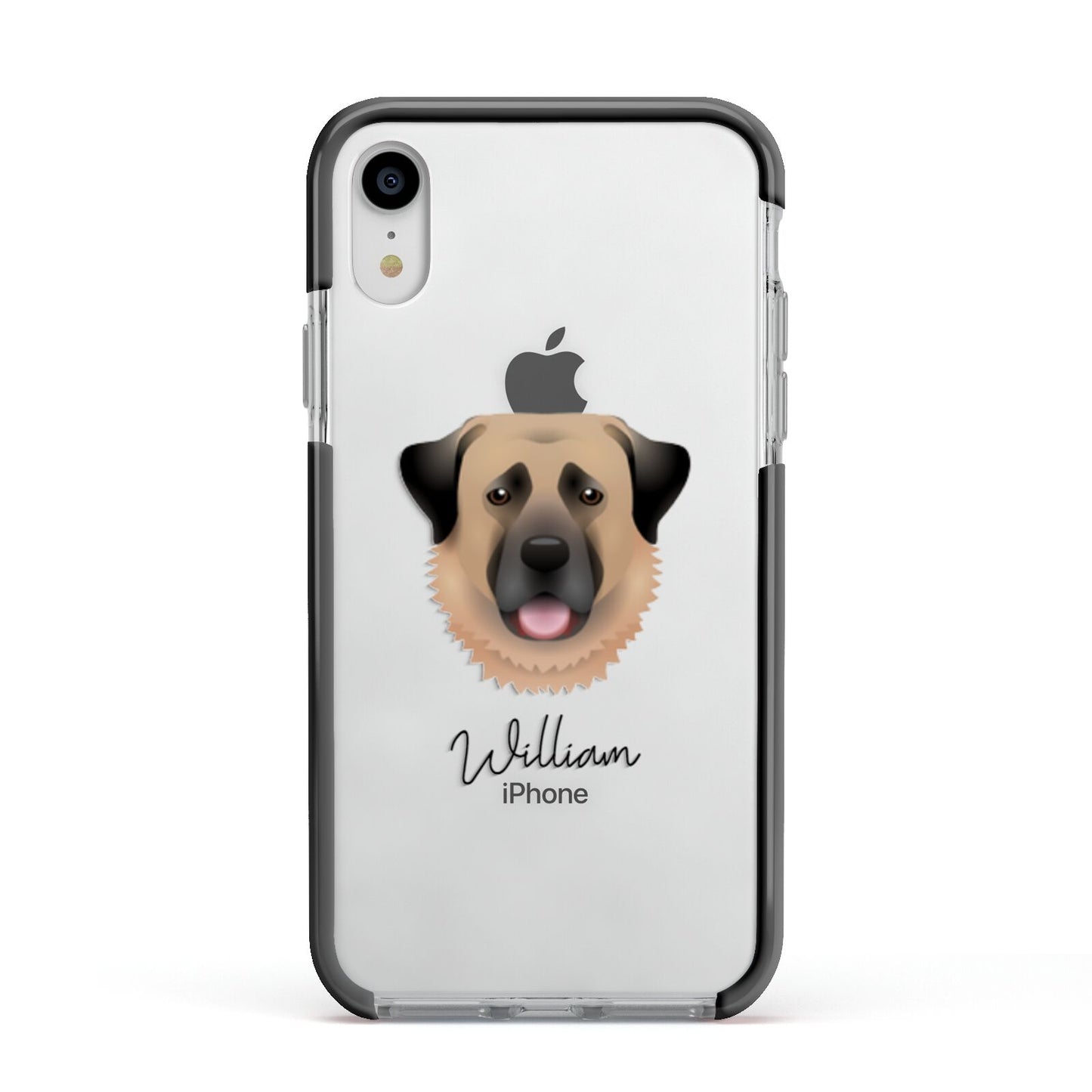 Anatolian Shepherd Dog Personalised Apple iPhone XR Impact Case Black Edge on Silver Phone