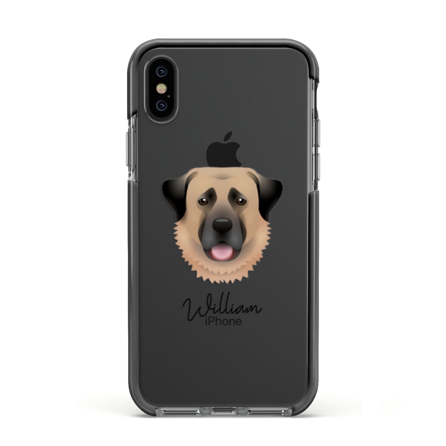 Anatolian Shepherd Dog Personalised Apple iPhone Xs Impact Case Black Edge on Black Phone