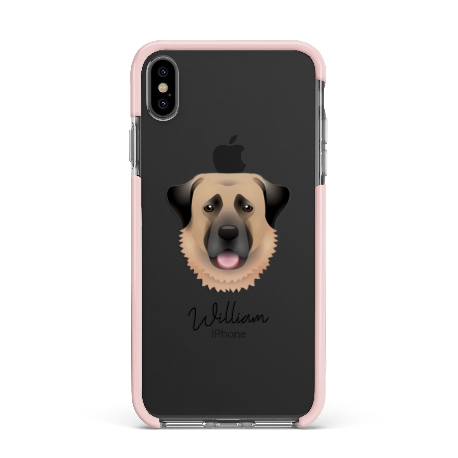 Anatolian Shepherd Dog Personalised Apple iPhone Xs Max Impact Case Pink Edge on Black Phone