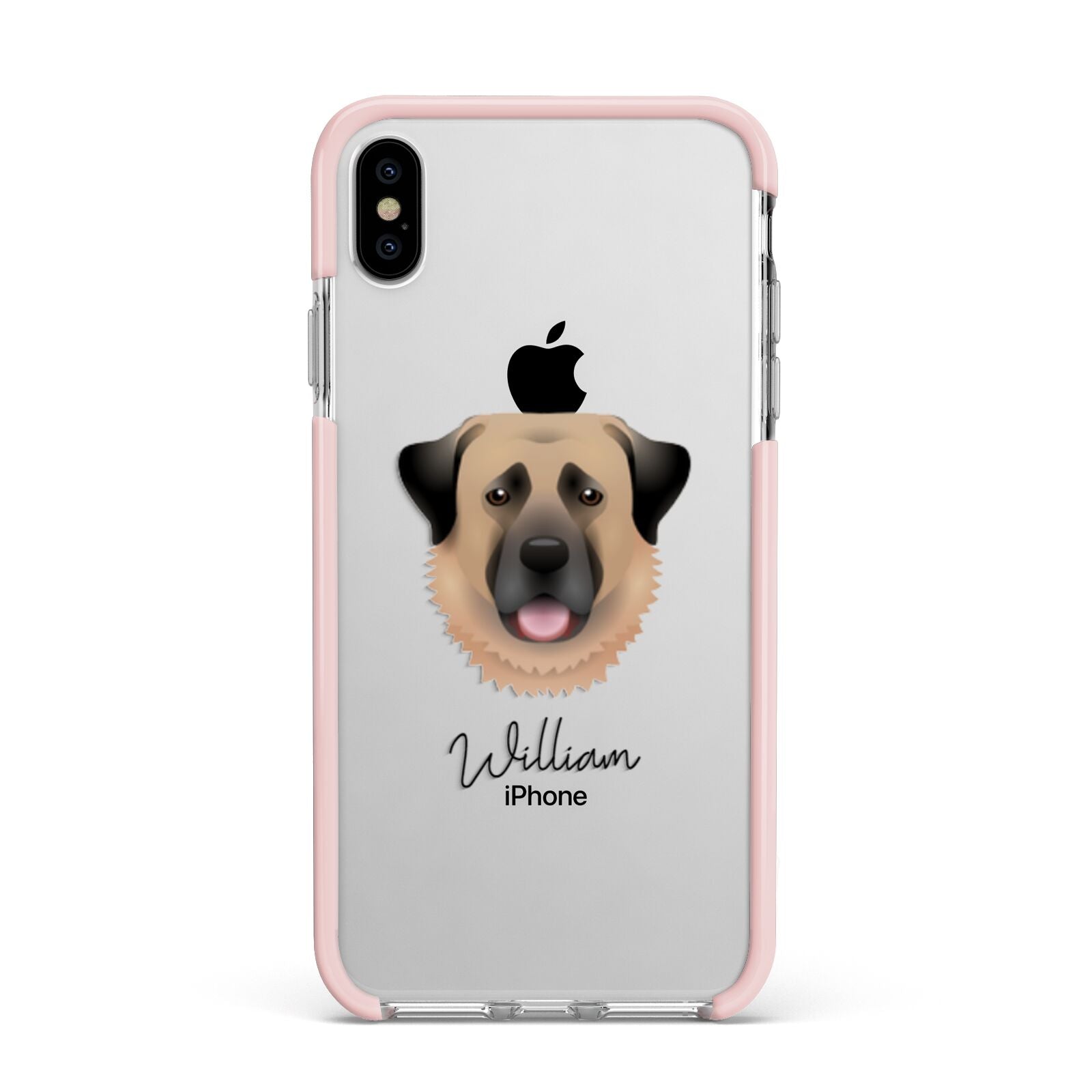 Anatolian Shepherd Dog Personalised Apple iPhone Xs Max Impact Case Pink Edge on Silver Phone