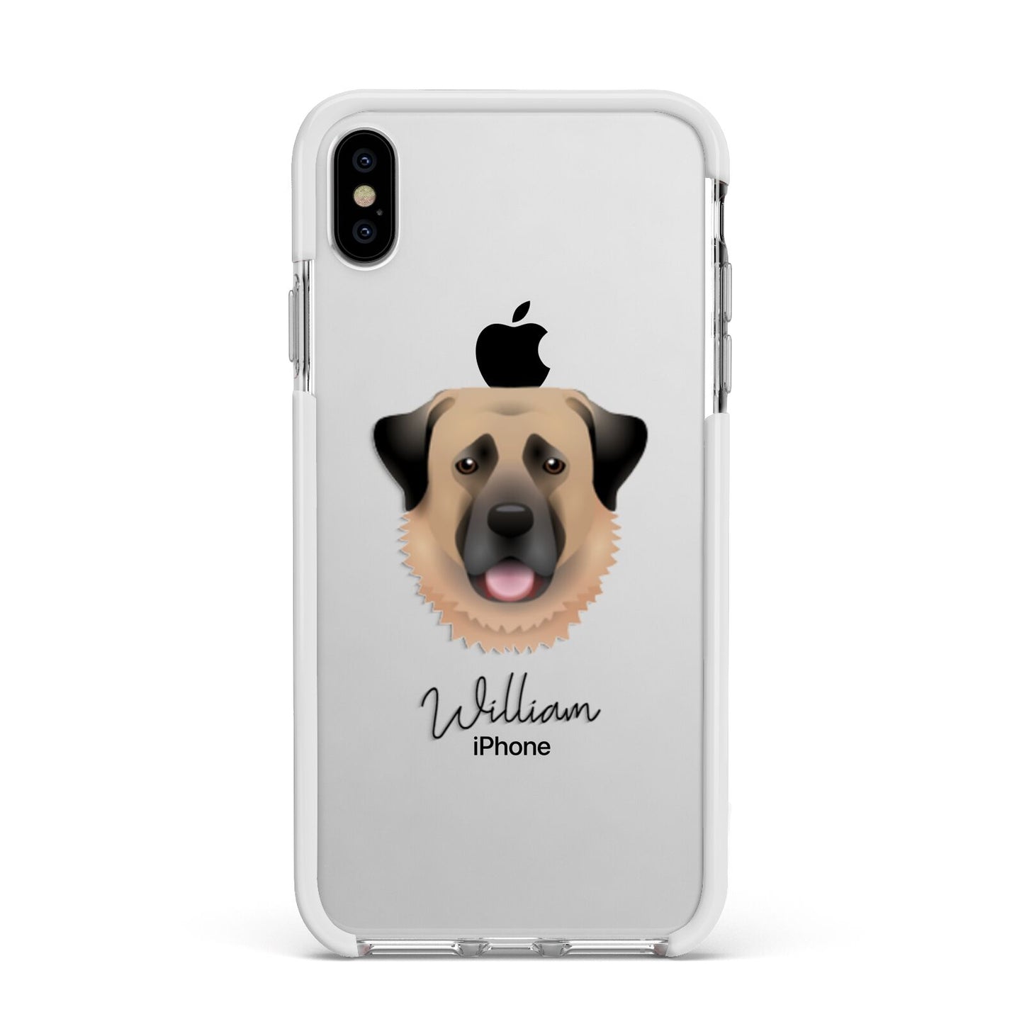Anatolian Shepherd Dog Personalised Apple iPhone Xs Max Impact Case White Edge on Silver Phone