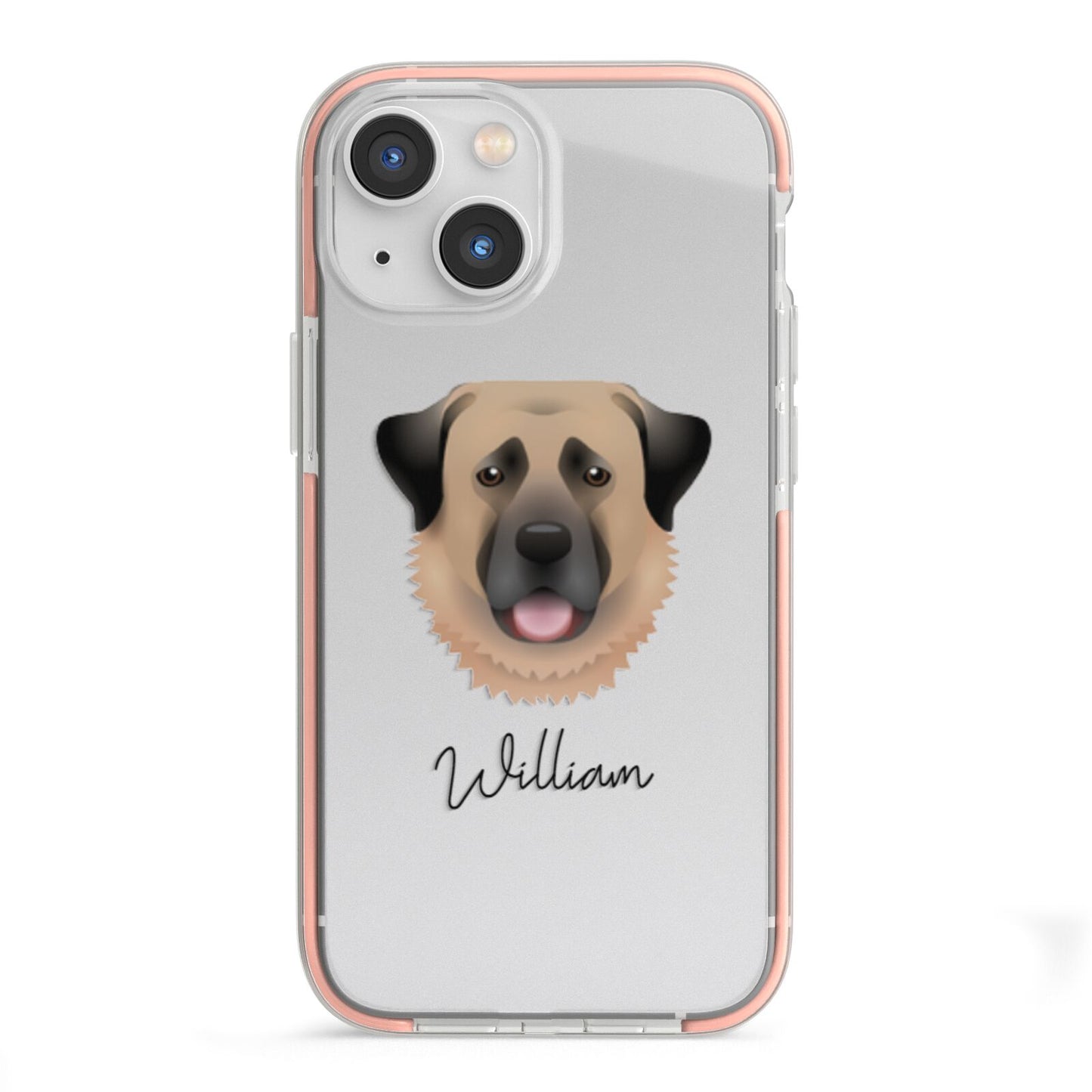 Anatolian Shepherd Dog Personalised iPhone 13 Mini TPU Impact Case with Pink Edges
