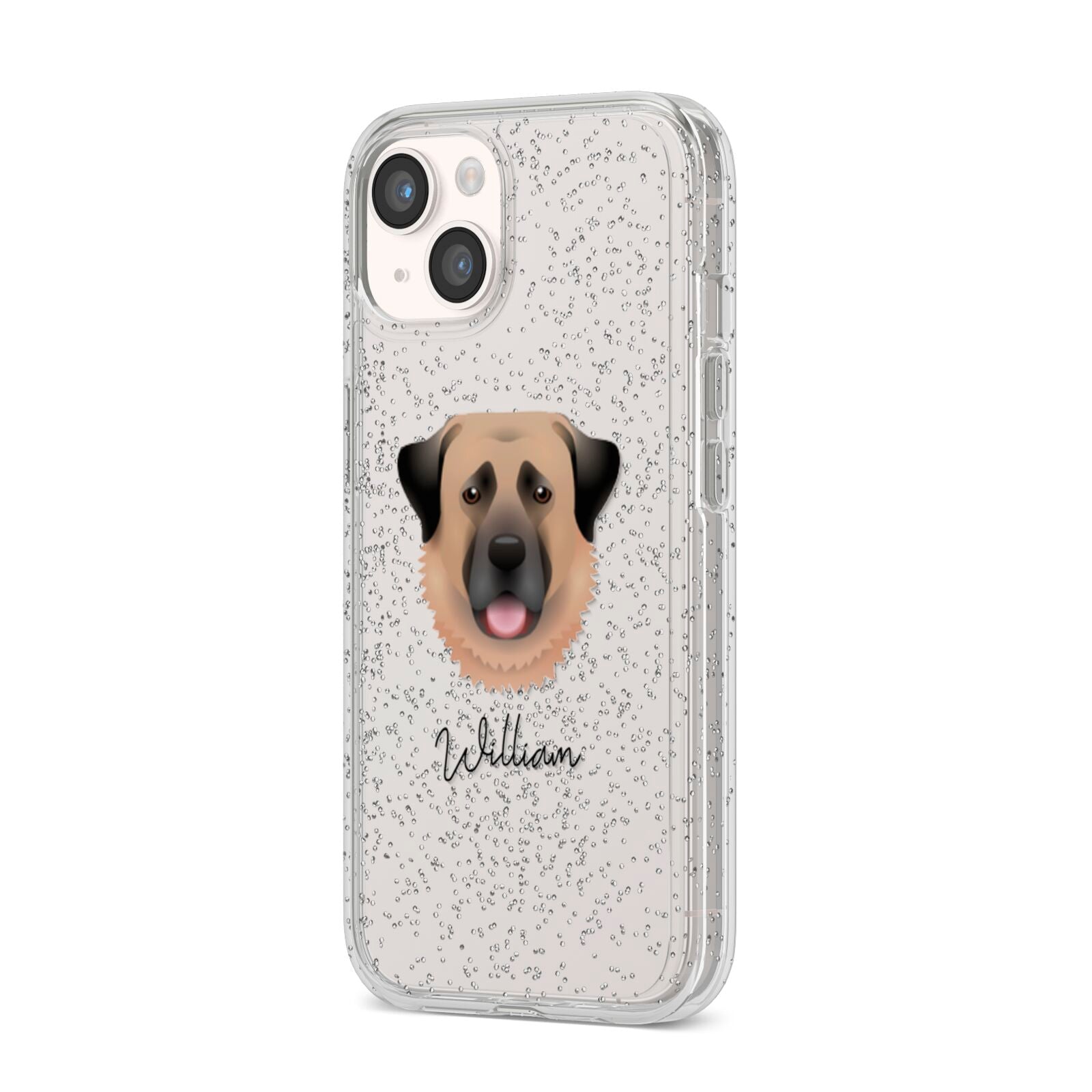 Anatolian Shepherd Dog Personalised iPhone 14 Glitter Tough Case Starlight Angled Image