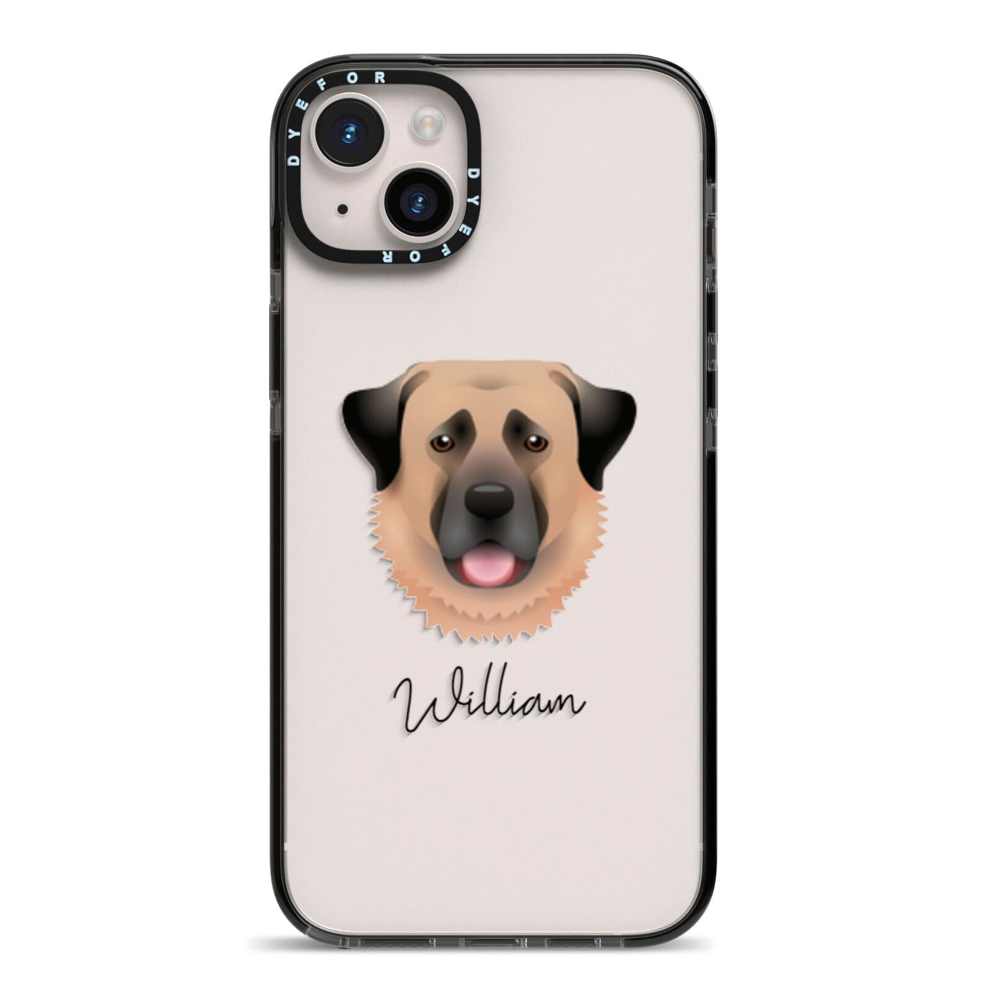 Anatolian Shepherd Dog Personalised iPhone 14 Plus Black Impact Case on Silver phone