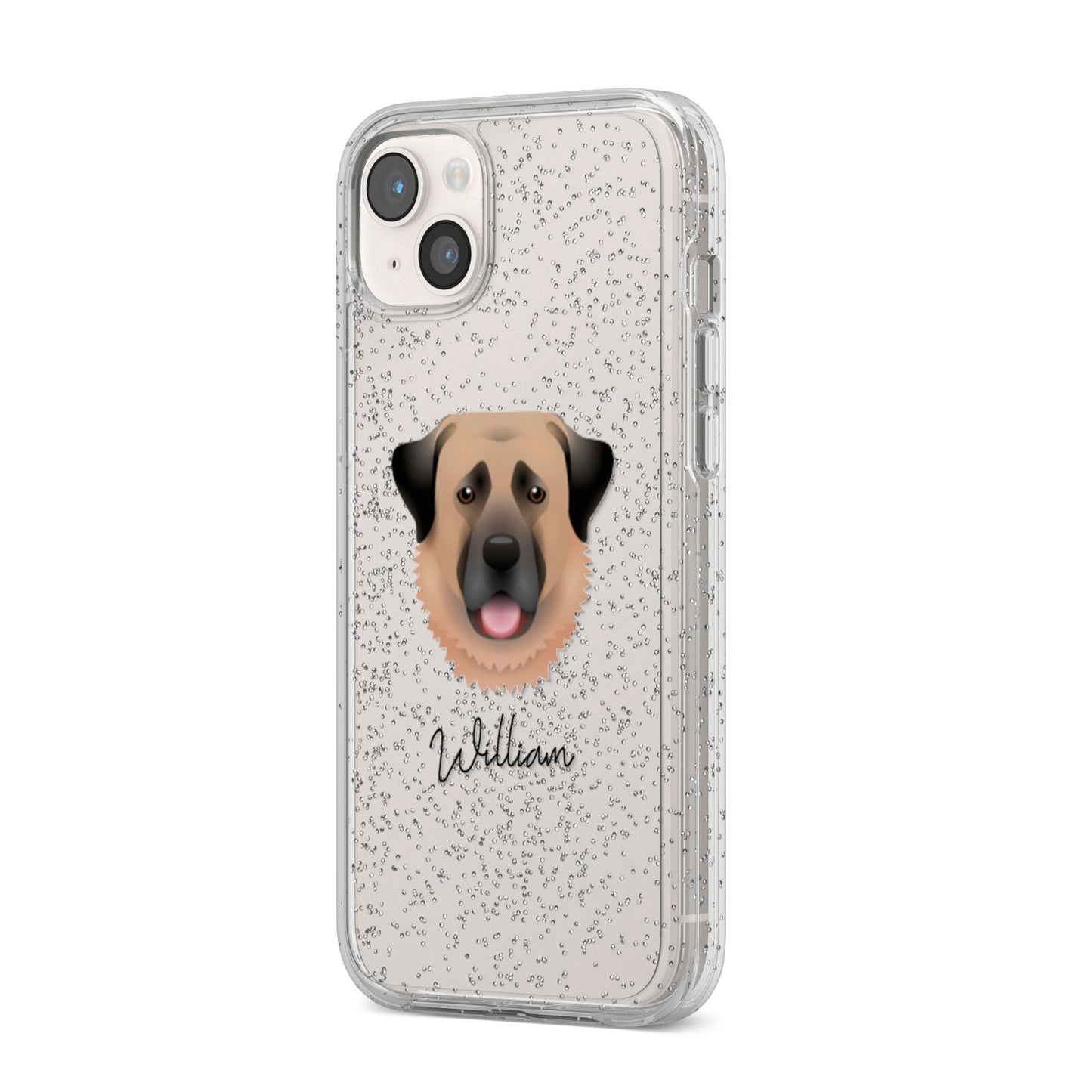 Anatolian Shepherd Dog Personalised iPhone 14 Plus Glitter Tough Case Starlight Angled Image