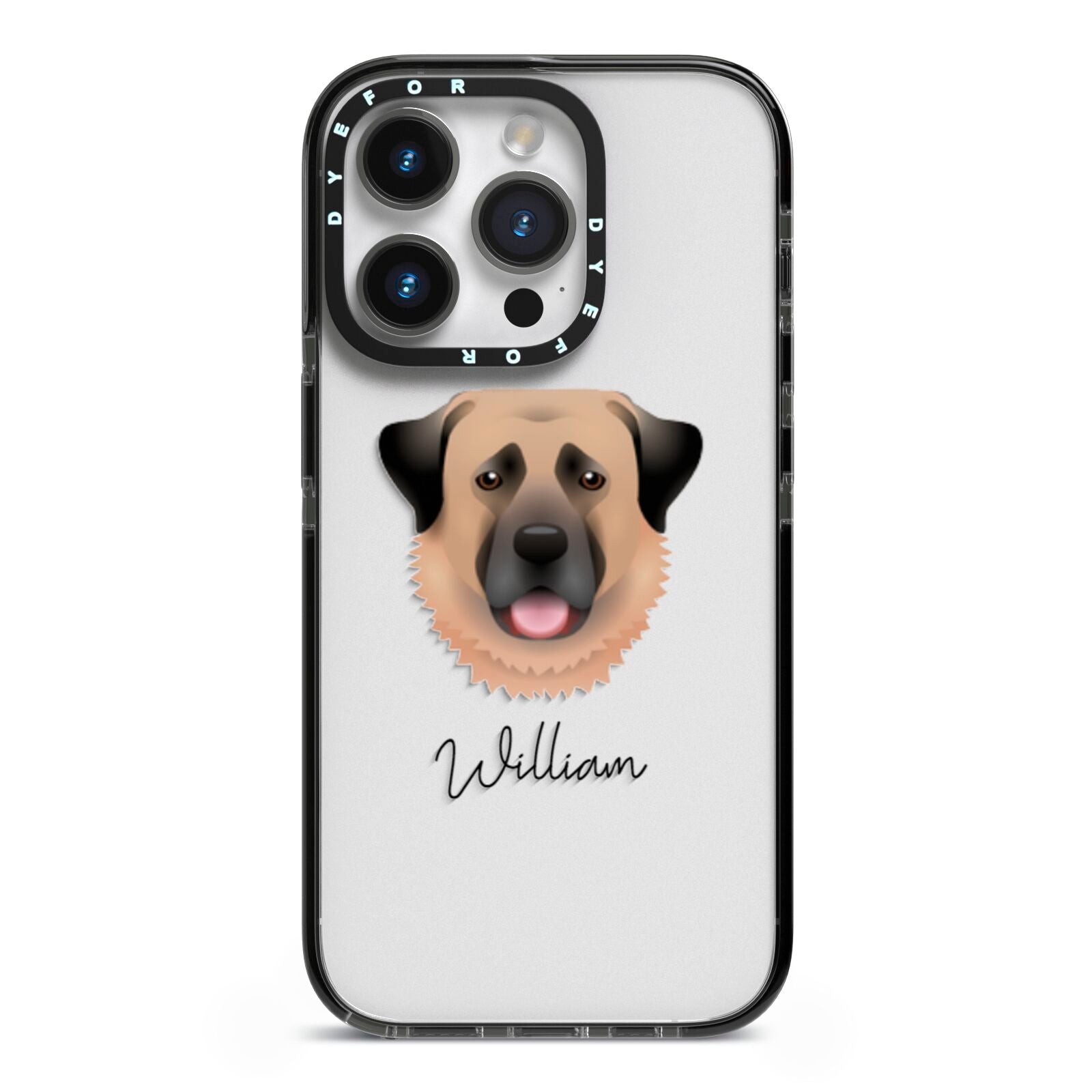 Anatolian Shepherd Dog Personalised iPhone 14 Pro Black Impact Case on Silver phone