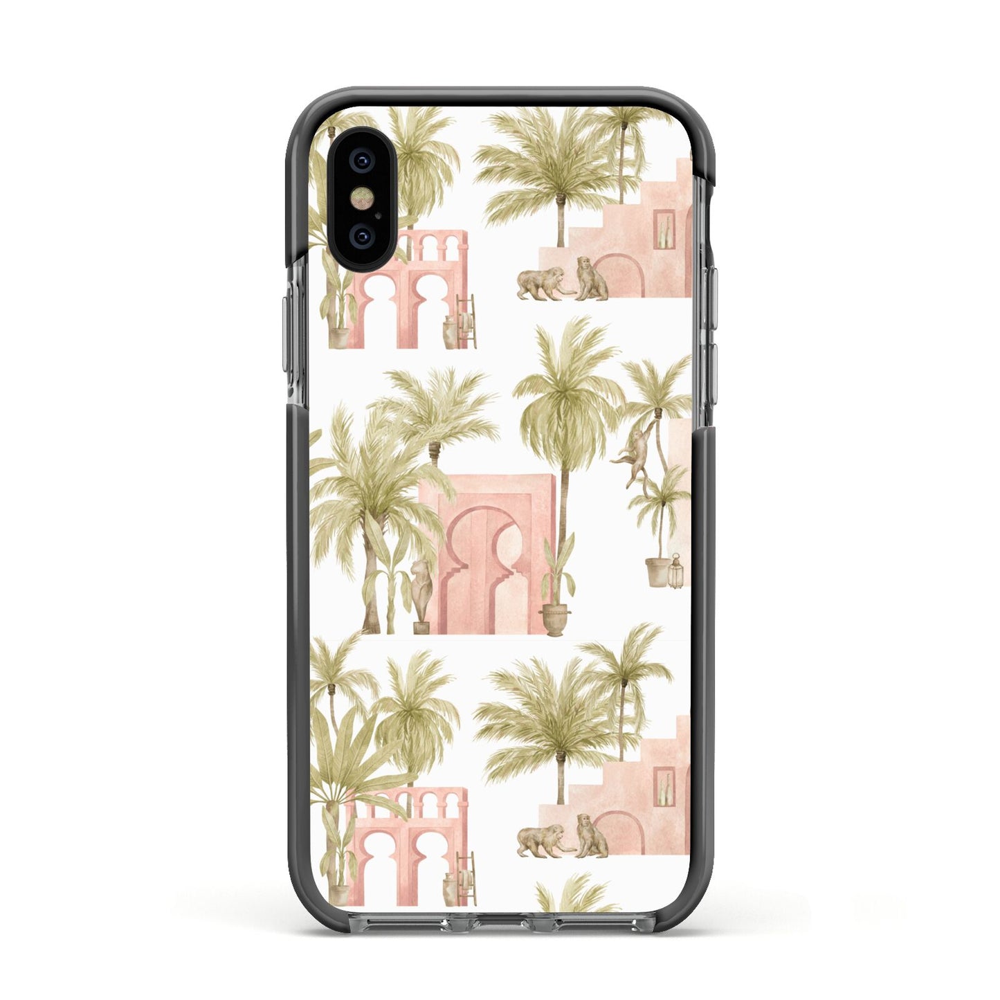 Ancient Palm Apple iPhone Xs Impact Case Black Edge on Black Phone