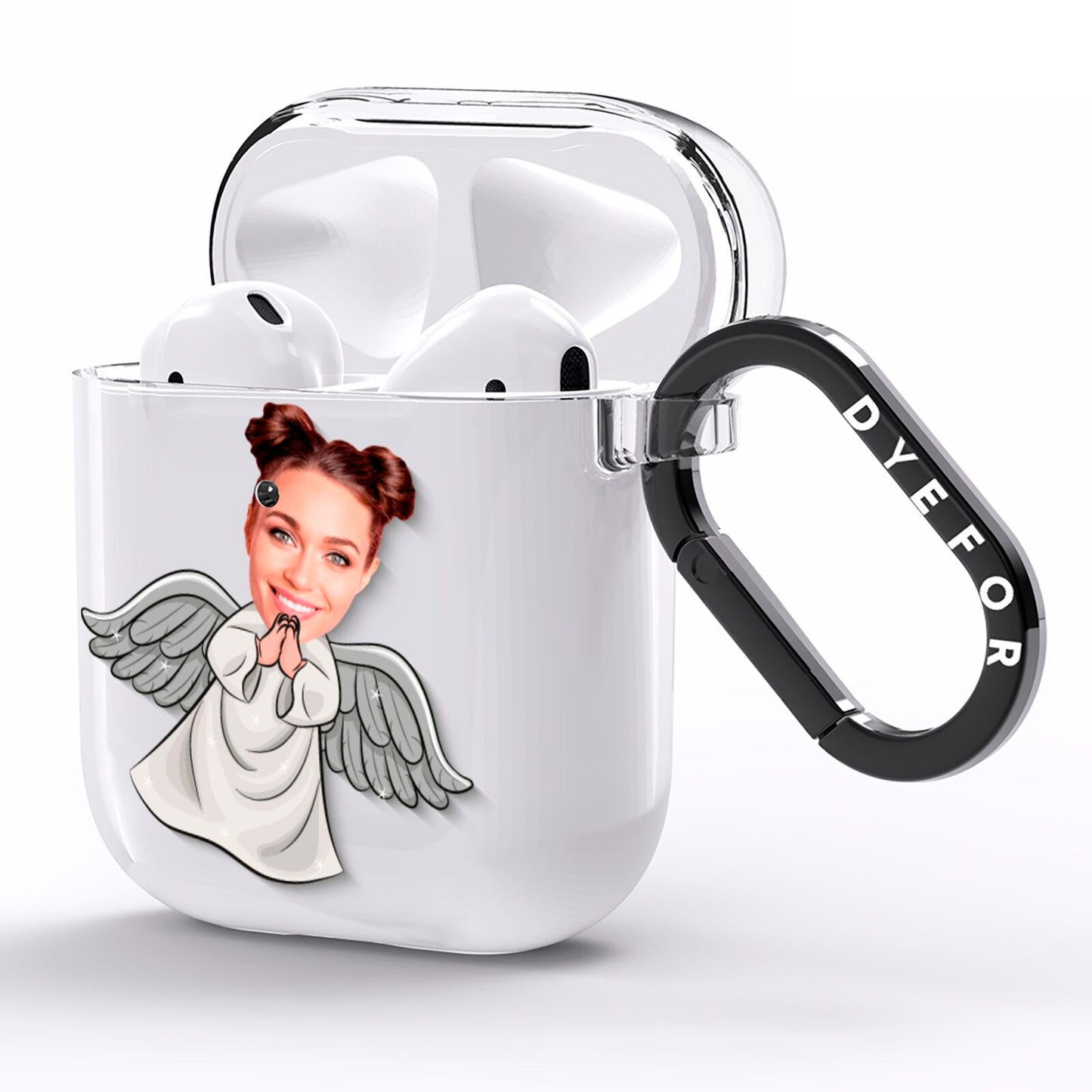 Angel Photo Face AirPods Clear Case Side Image
