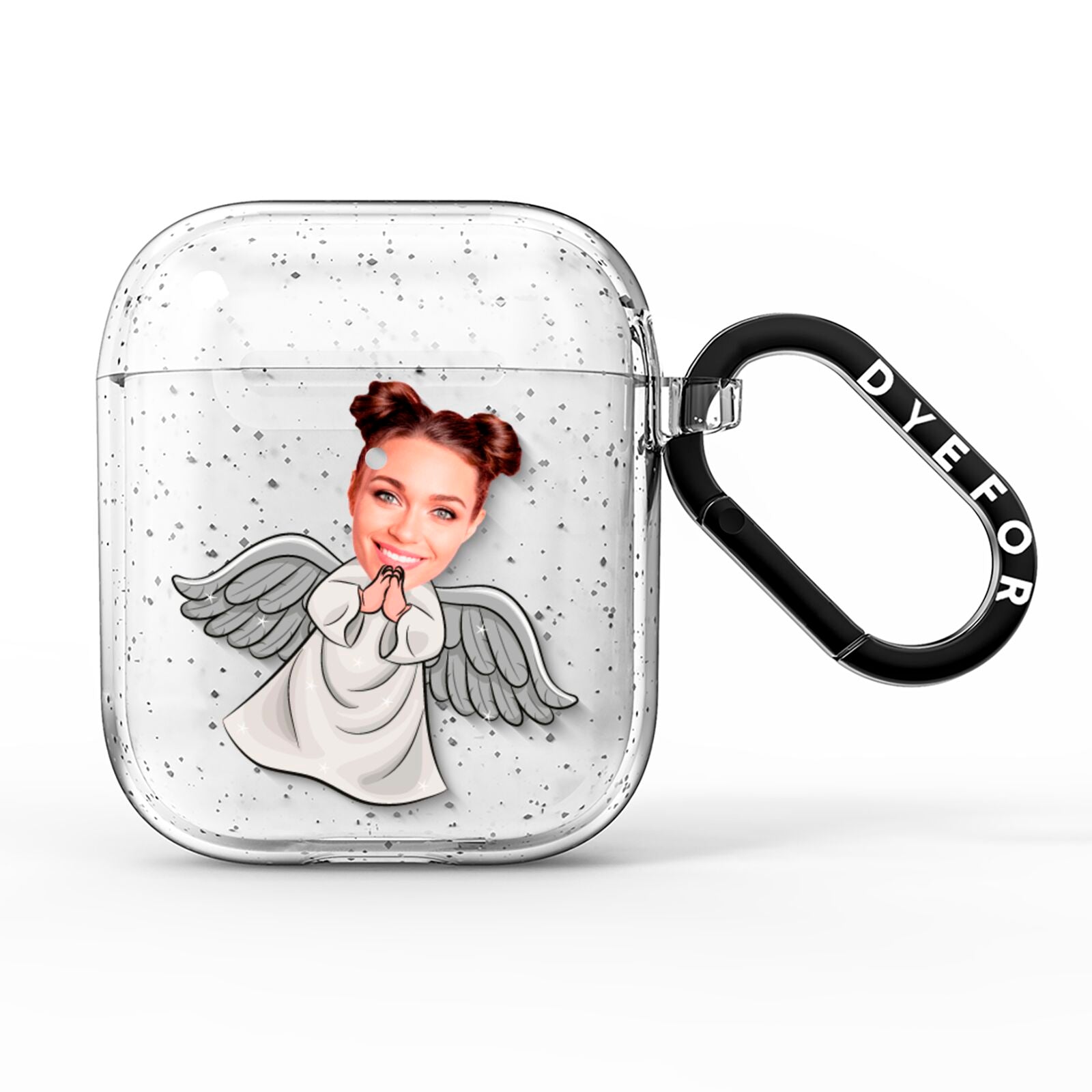 Angel Photo Face AirPods Glitter Case