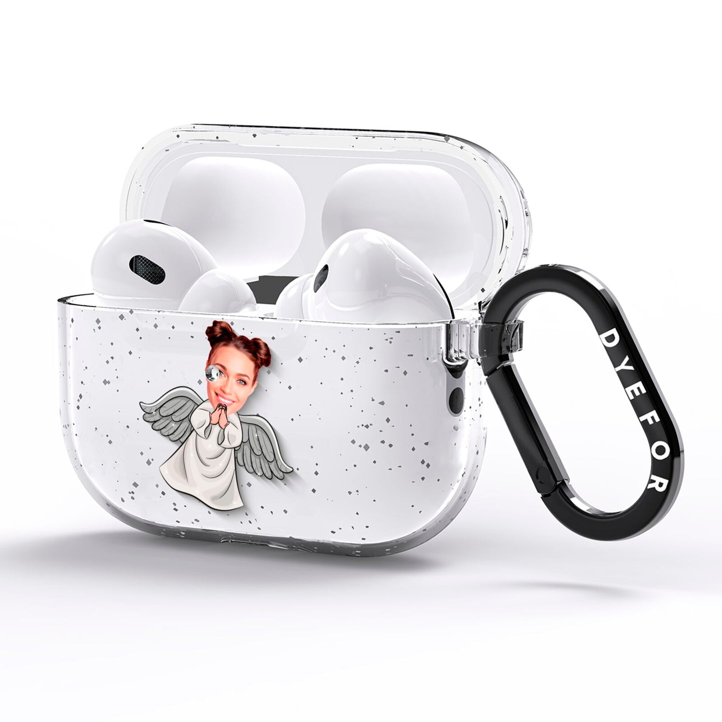 Angel Photo Face AirPods Pro Glitter Case Side Image