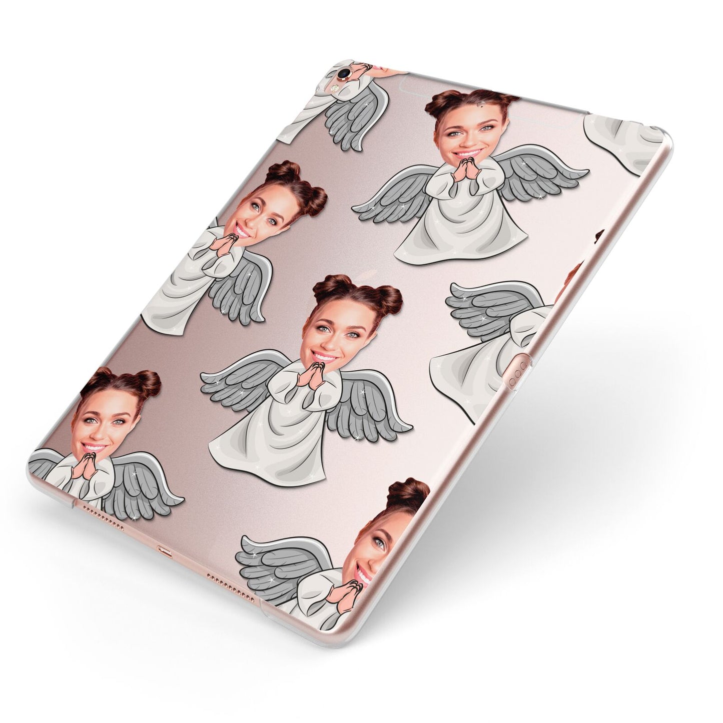 Angel Photo Face Apple iPad Case on Rose Gold iPad Side View
