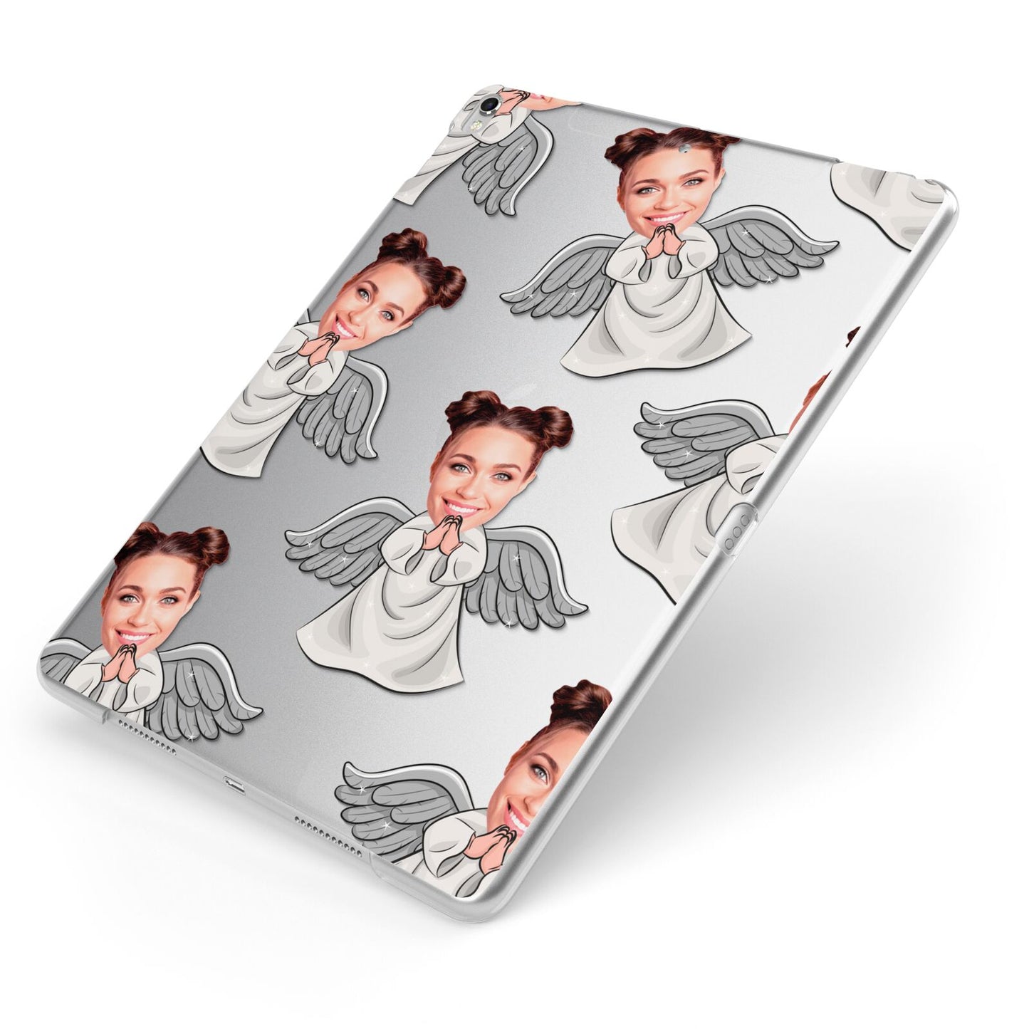 Angel Photo Face Apple iPad Case on Silver iPad Side View