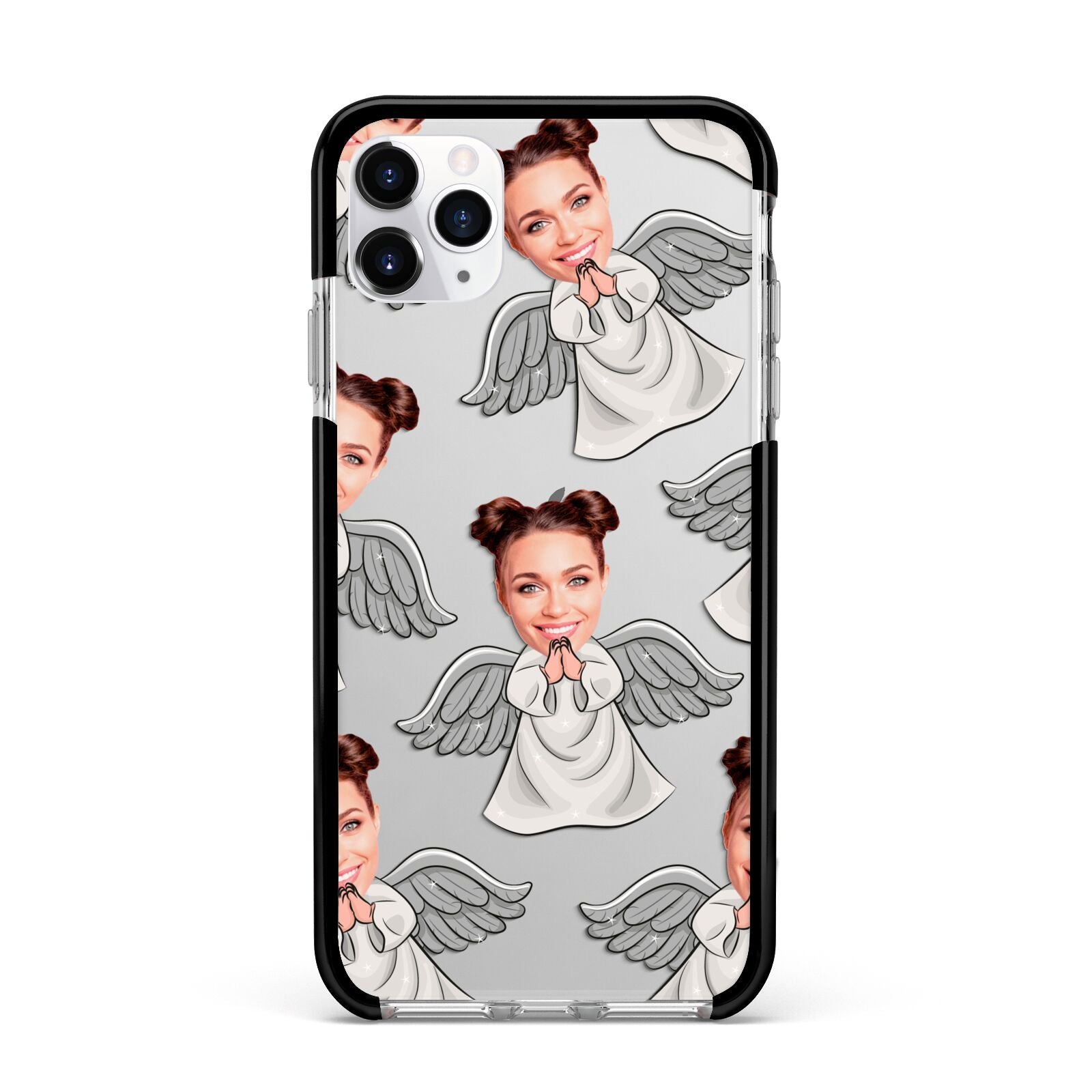 Angel Photo Face Apple iPhone 11 Pro Max in Silver with Black Impact Case
