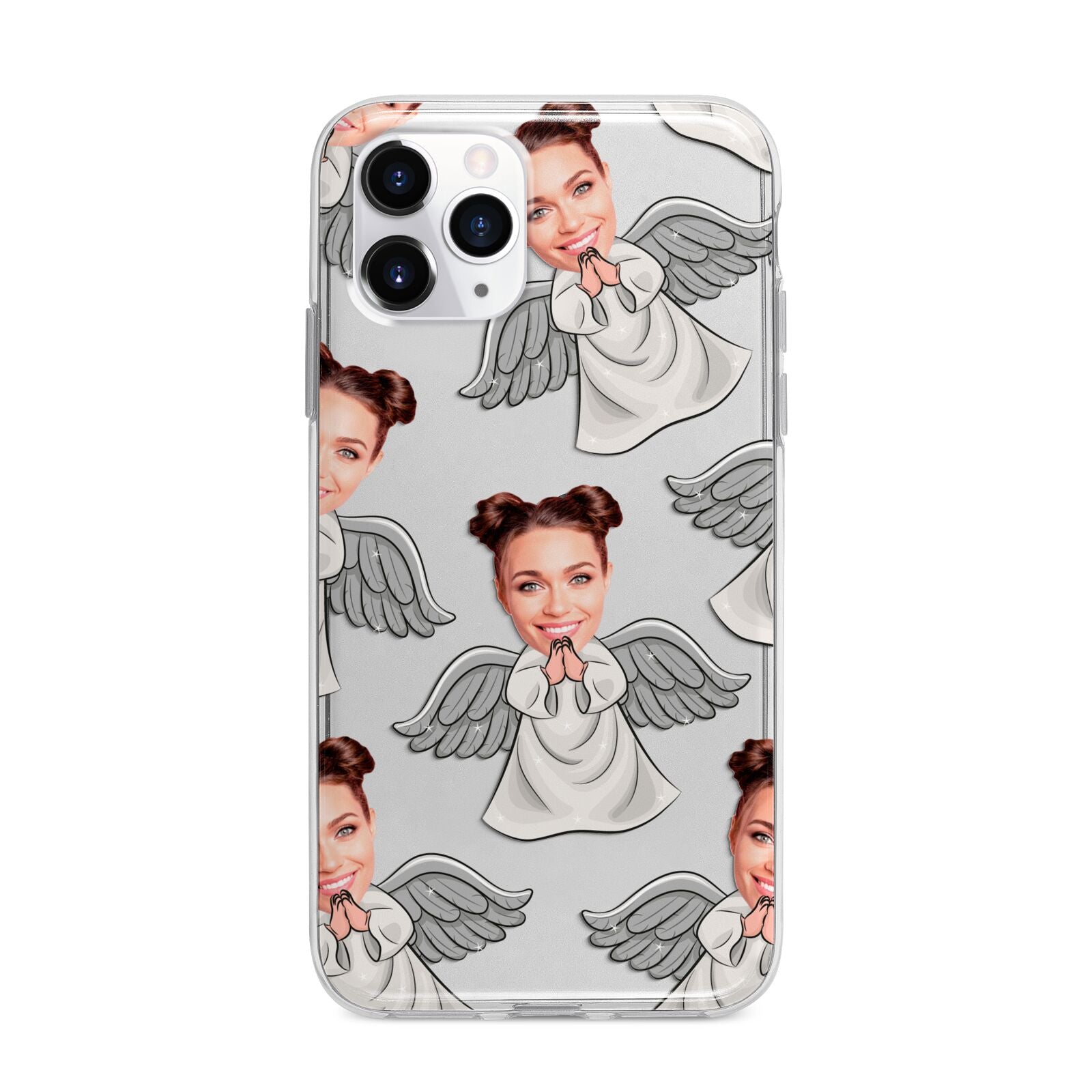Angel Photo Face Apple iPhone 11 Pro Max in Silver with Bumper Case