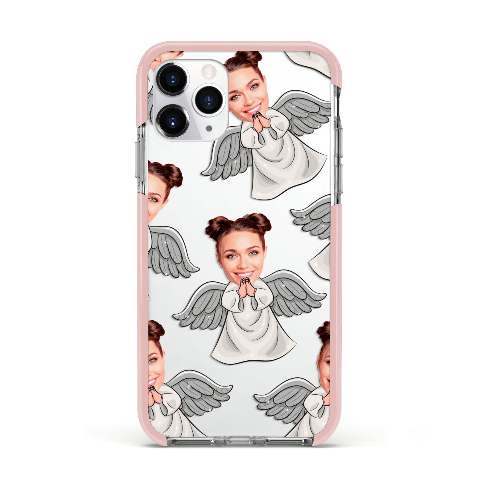 Angel Photo Face Apple iPhone 11 Pro in Silver with Pink Impact Case