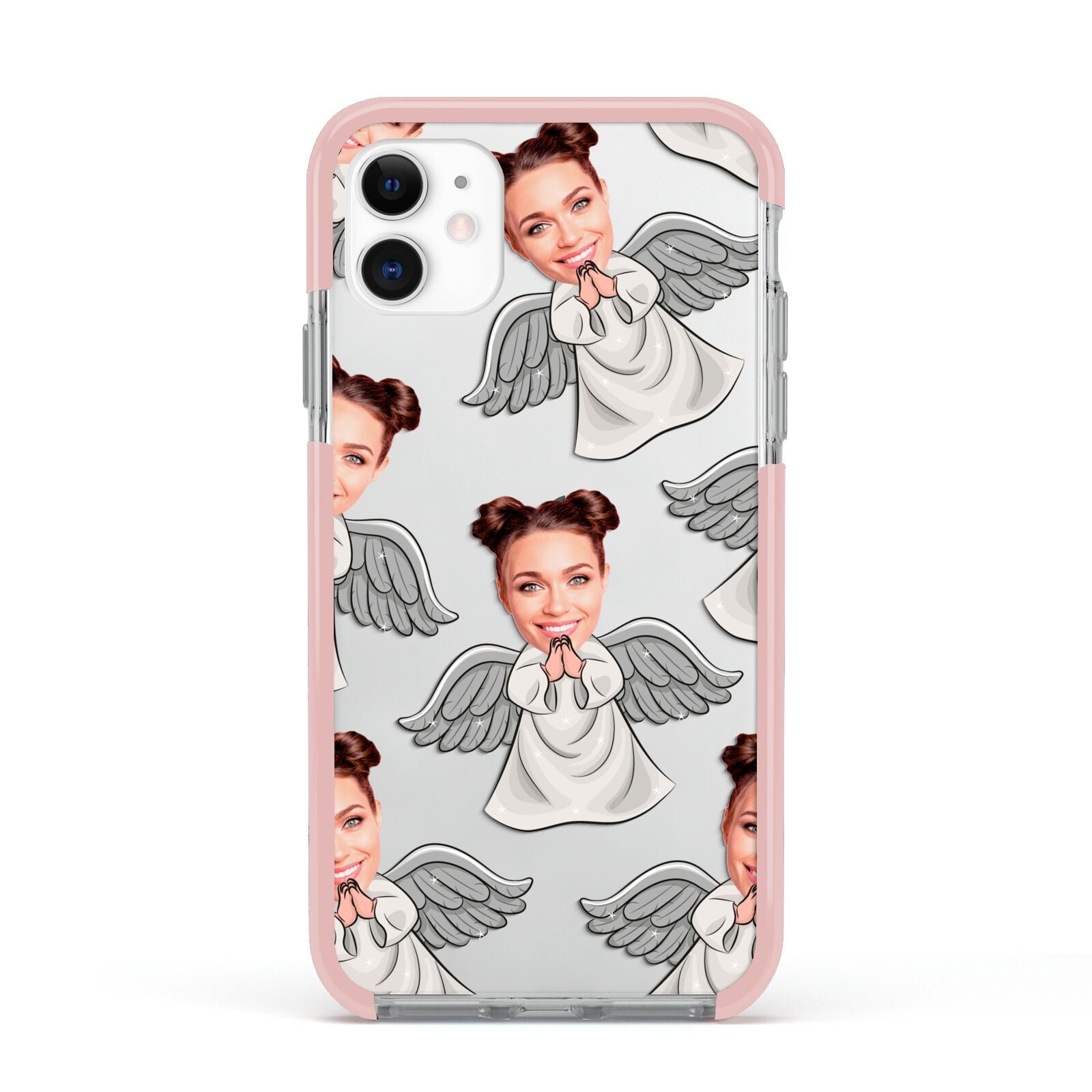 Angel Photo Face Apple iPhone 11 in White with Pink Impact Case